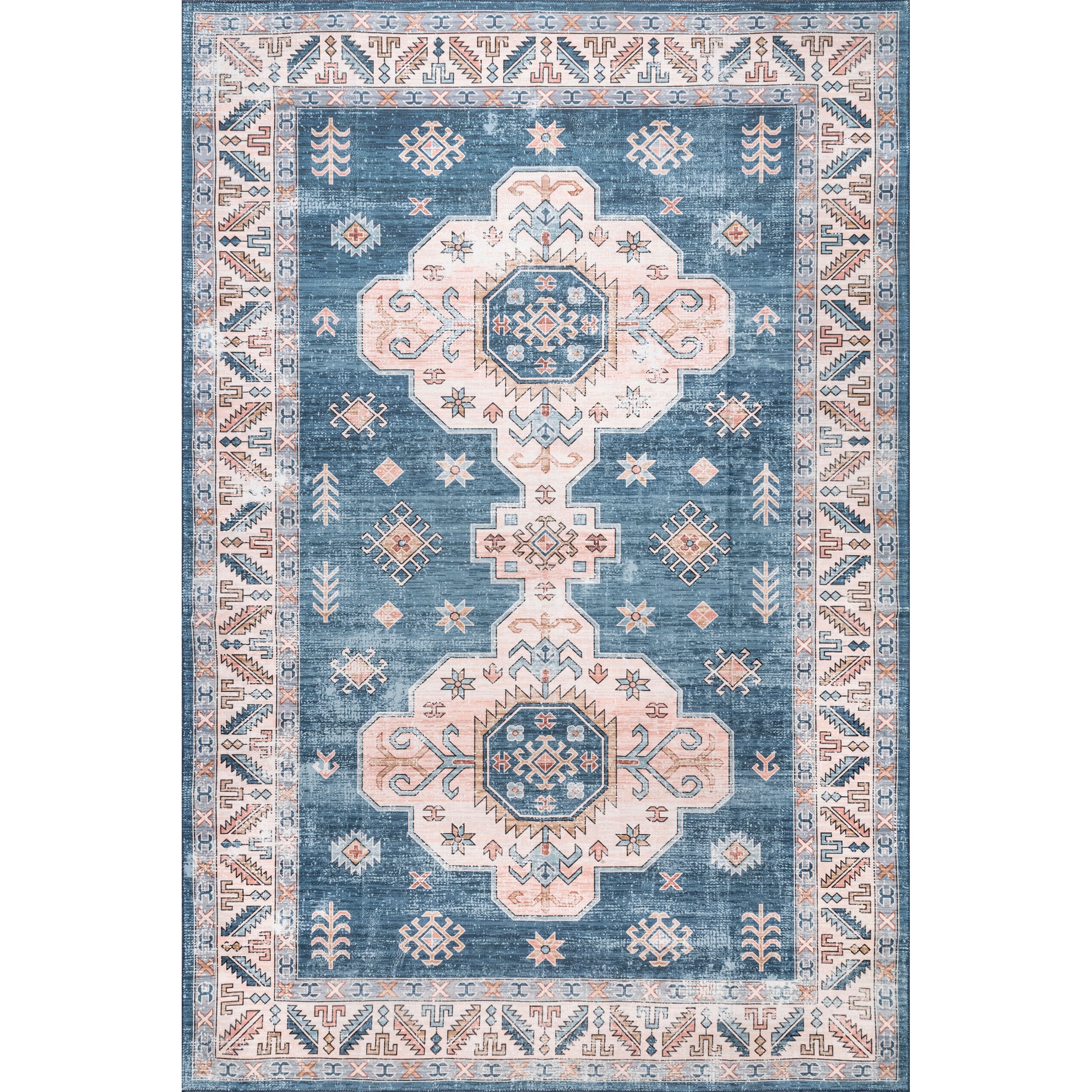 Norma Machine Washable Traditional Medallion Area Rug