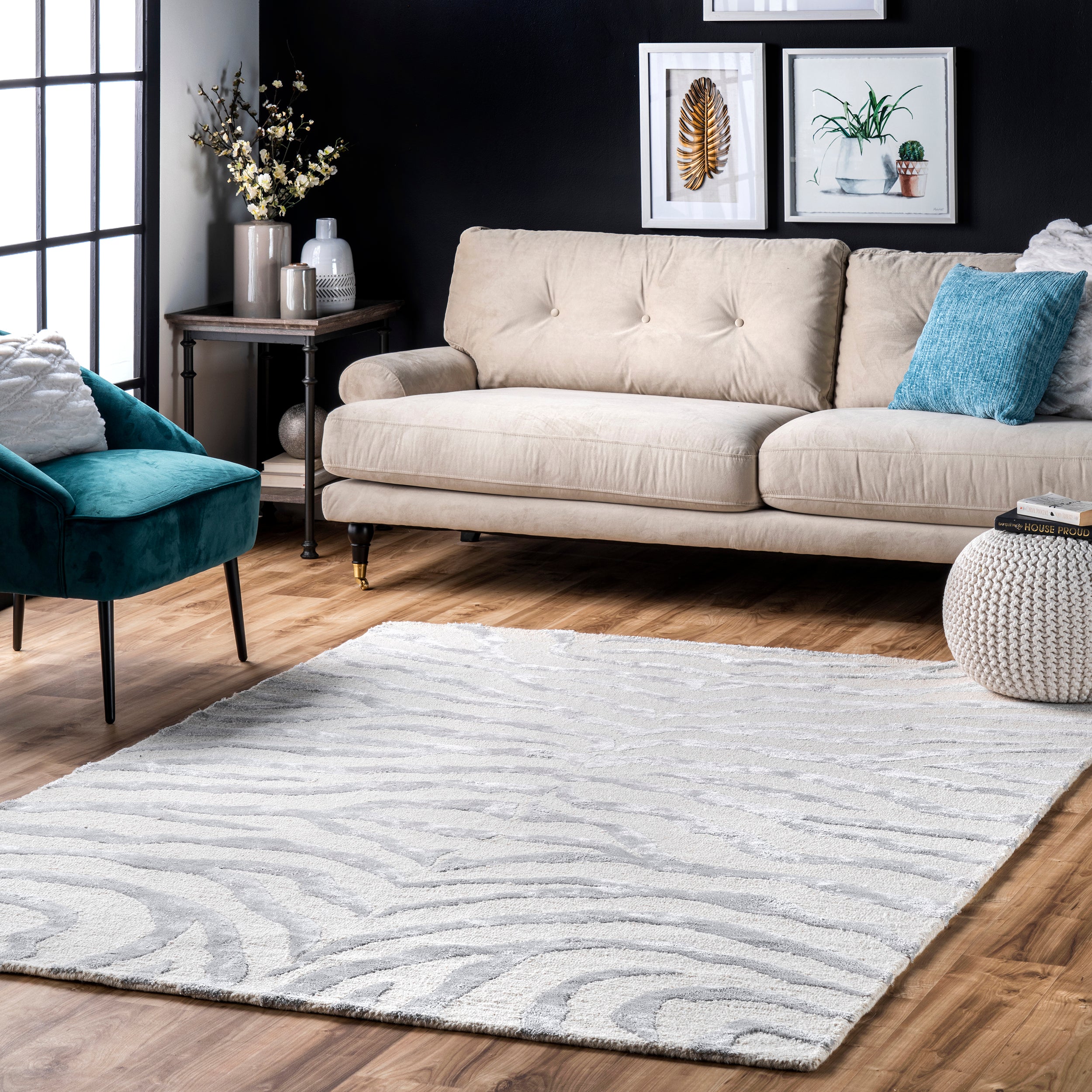 Hand Tufted Plush Zebra Area Rug - Image 2