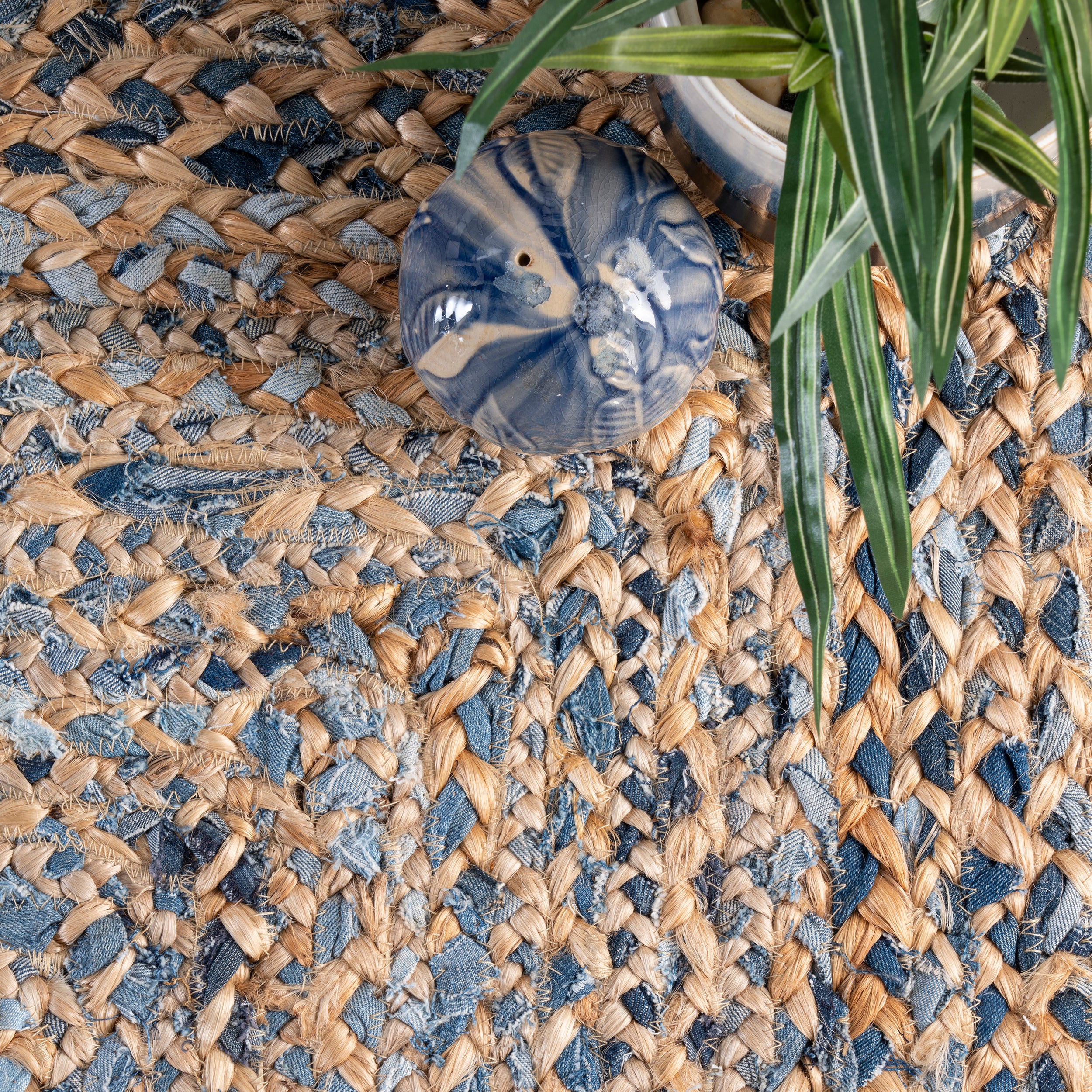 Eliz Braided Denim and Jute Area Rug - Image 6
