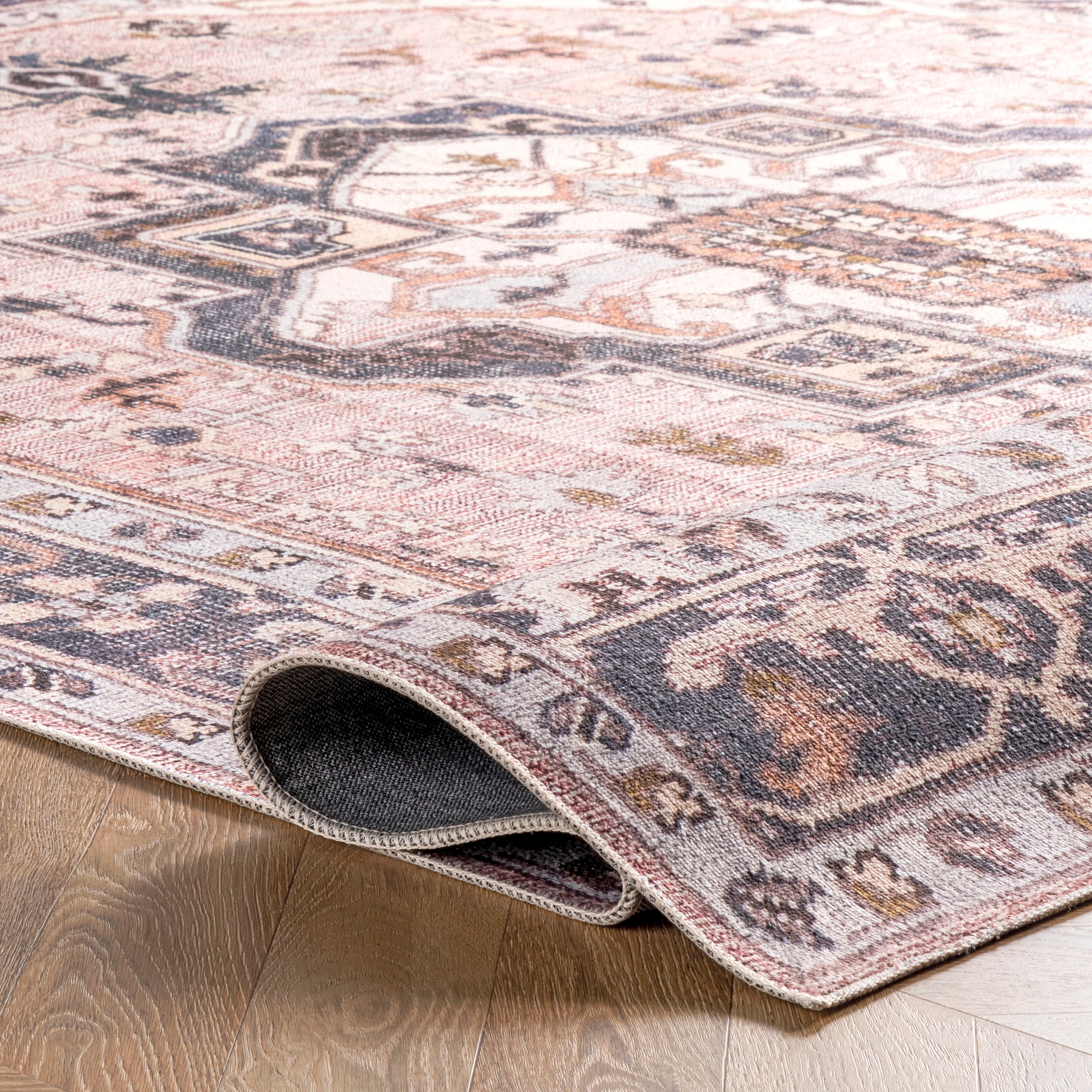 Sasha Machine Washable Medallion Area Rug - Image 4