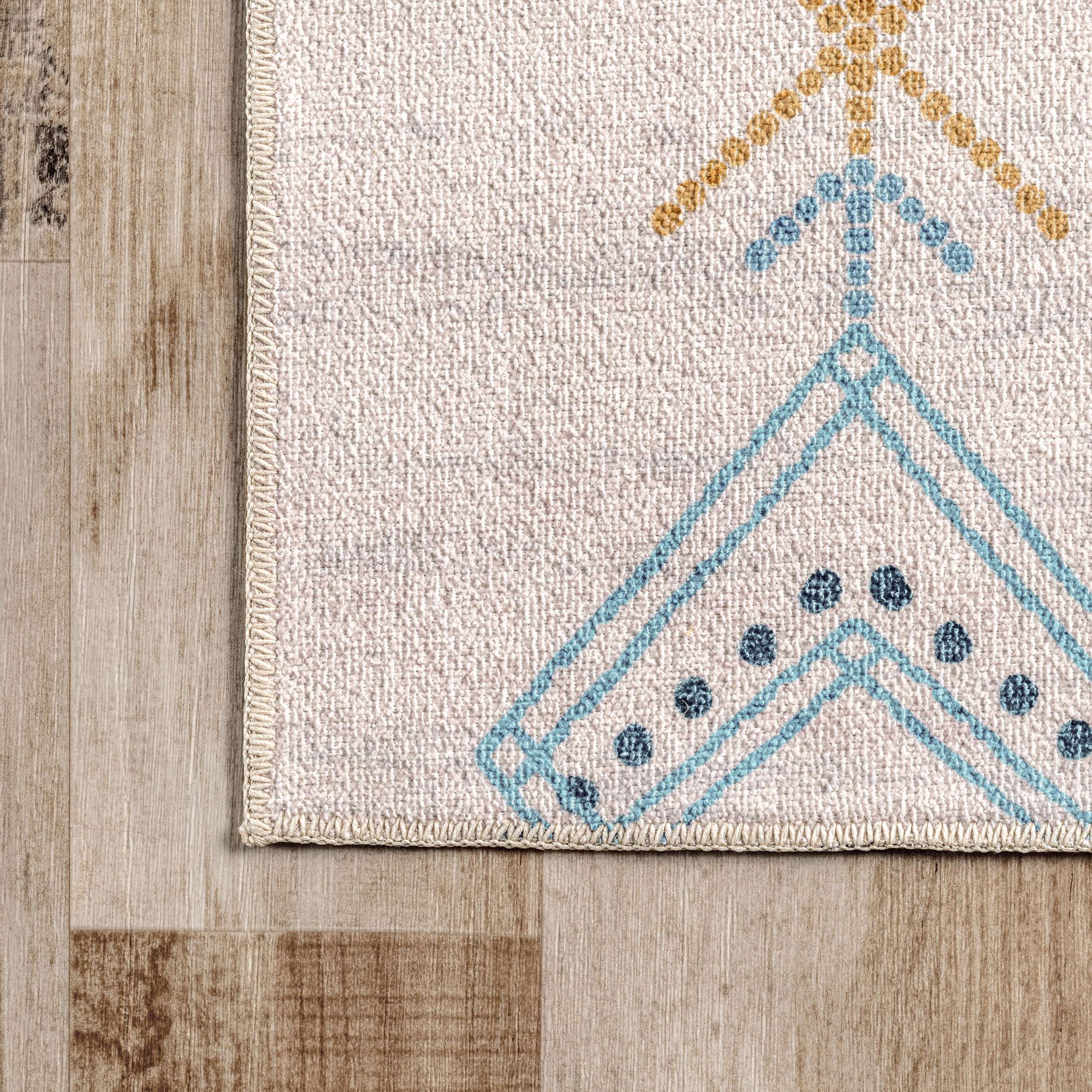 Kiya Machine Washable Moroccan Tribal Geometric Area Rug - Image 5