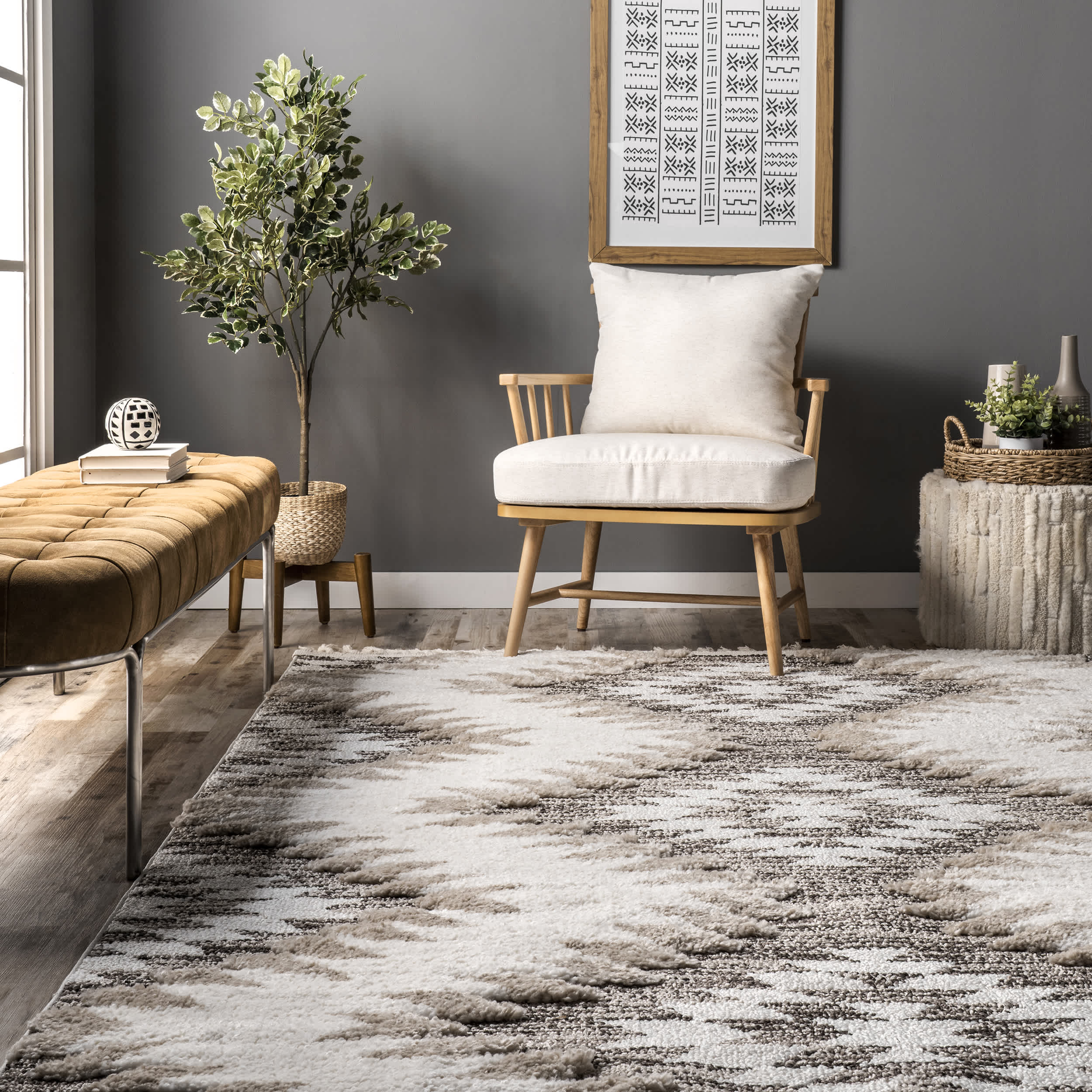 Adelade Aztec High Low Shaggy Tassel Area Rug - Image 8