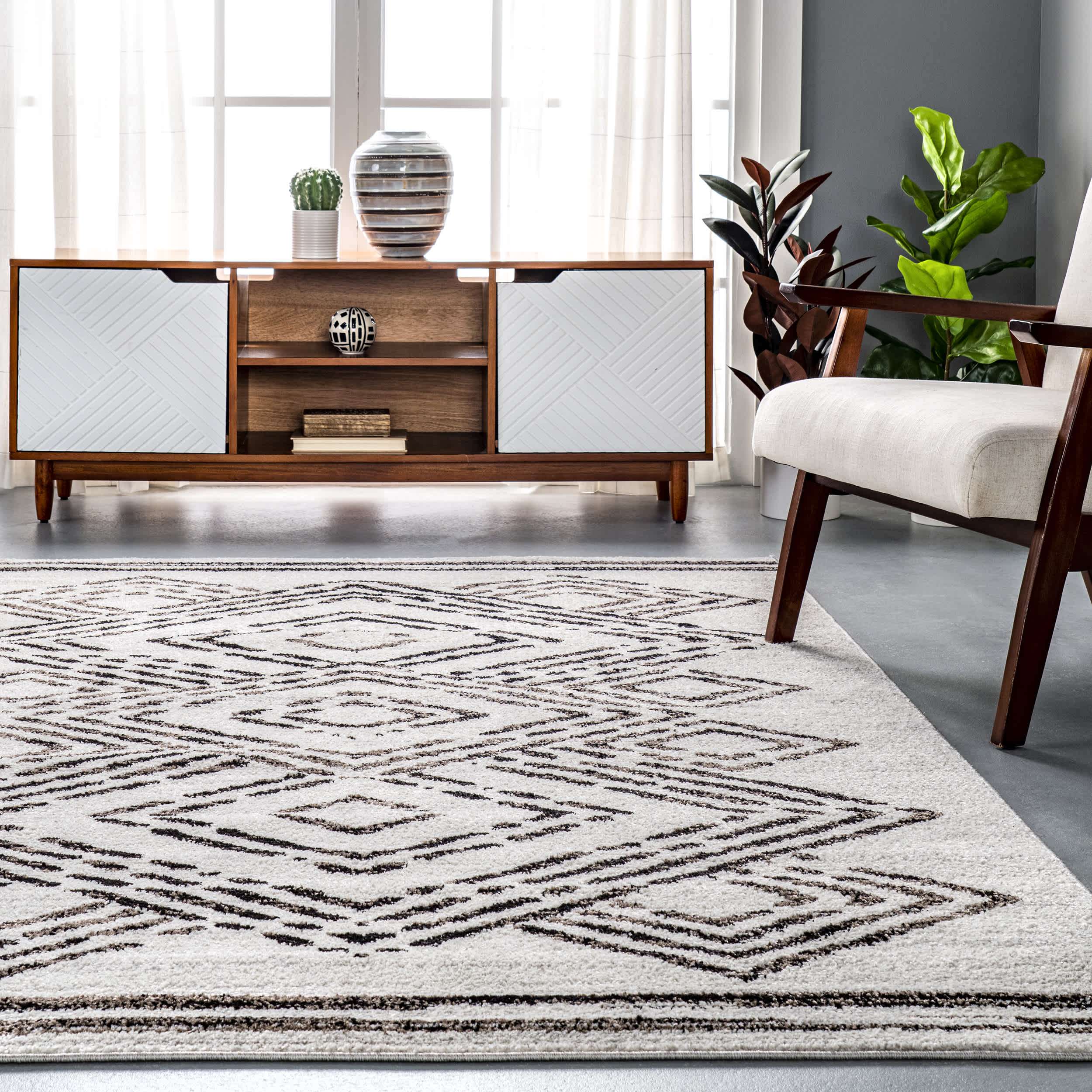 Merri Distressed Geometric Cotton Blend Area Rug - Image 8