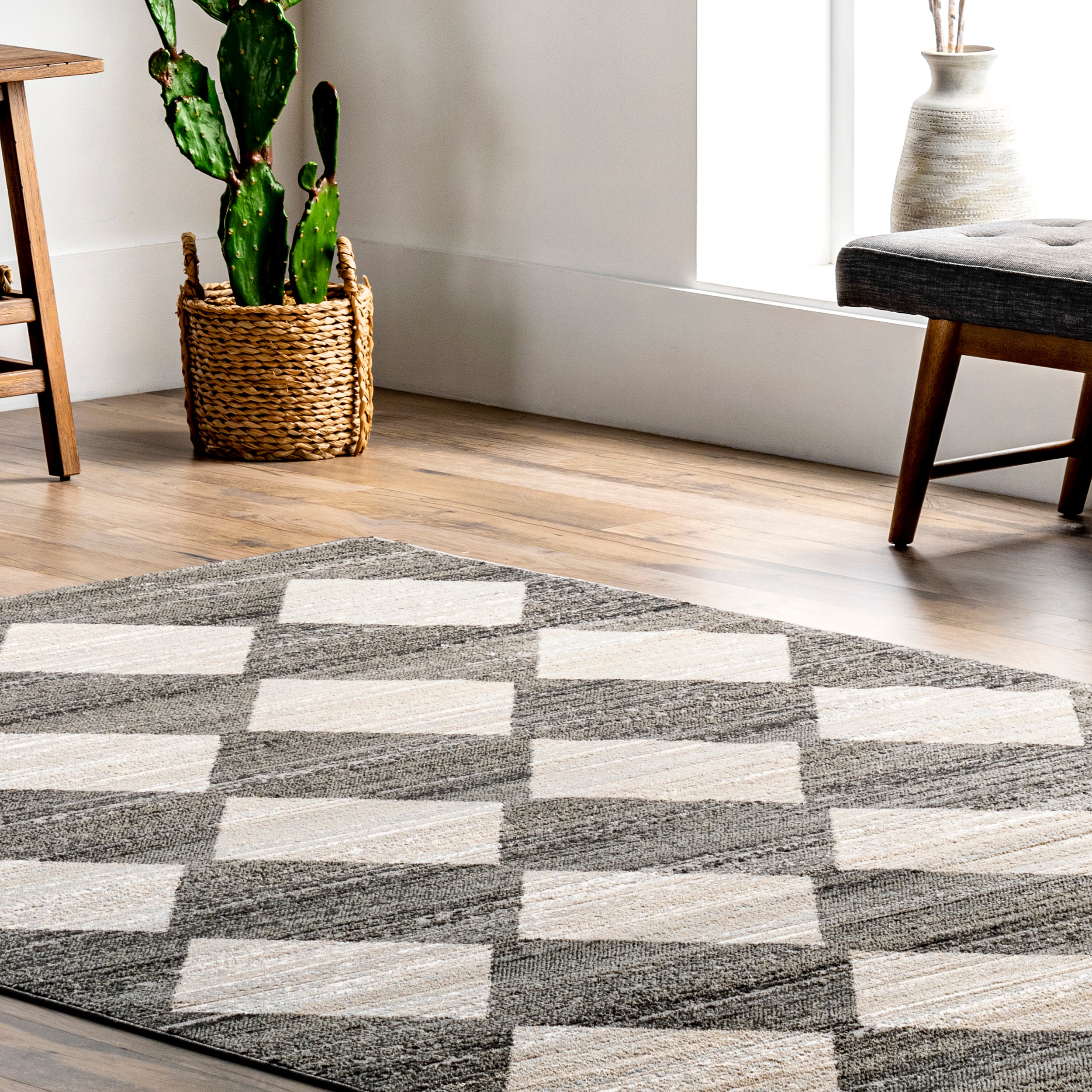 Gianna Contemporary Geometric Checker Tile Area Rug - Image 9