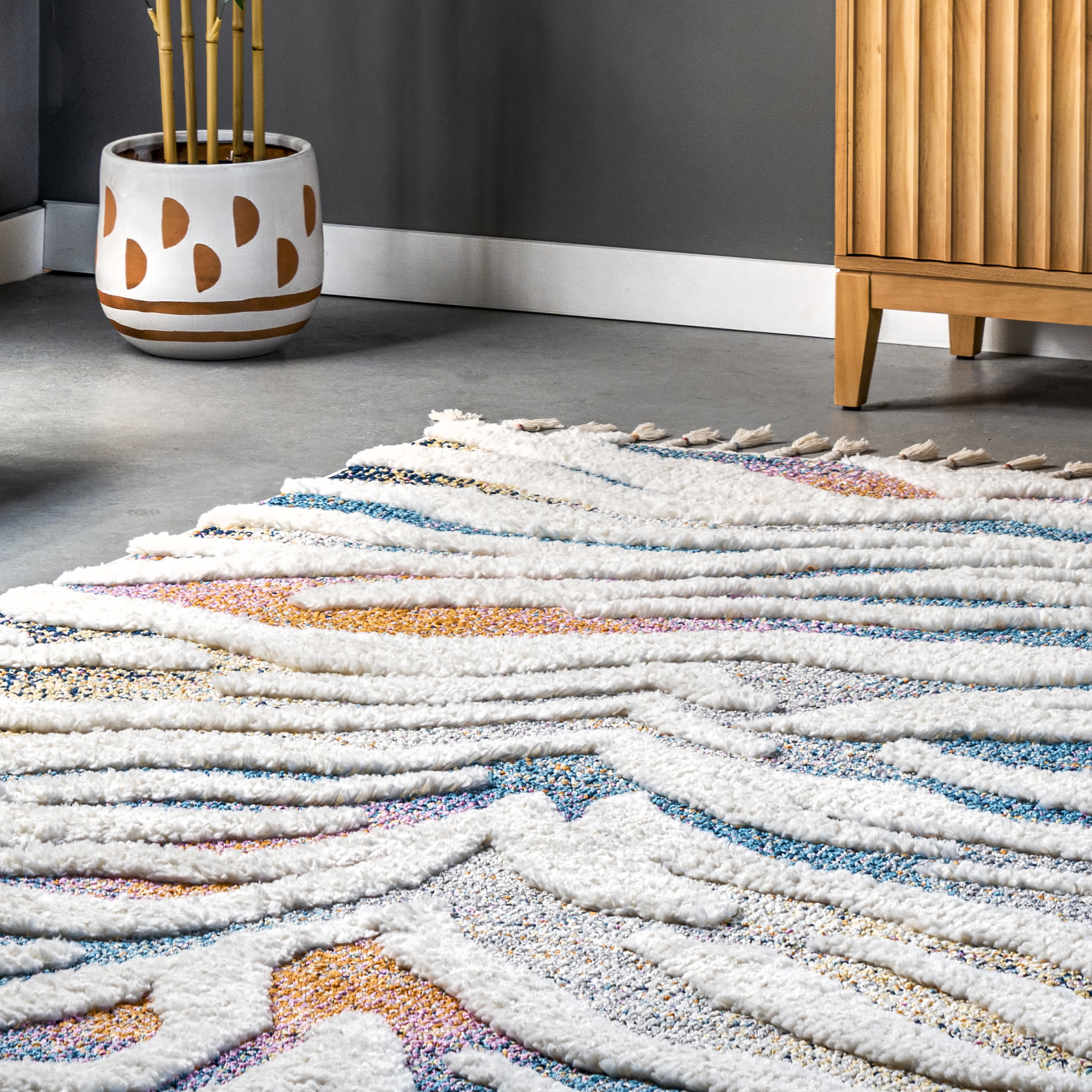 Luci Zebra Striped Shag Area Rug - Image 9
