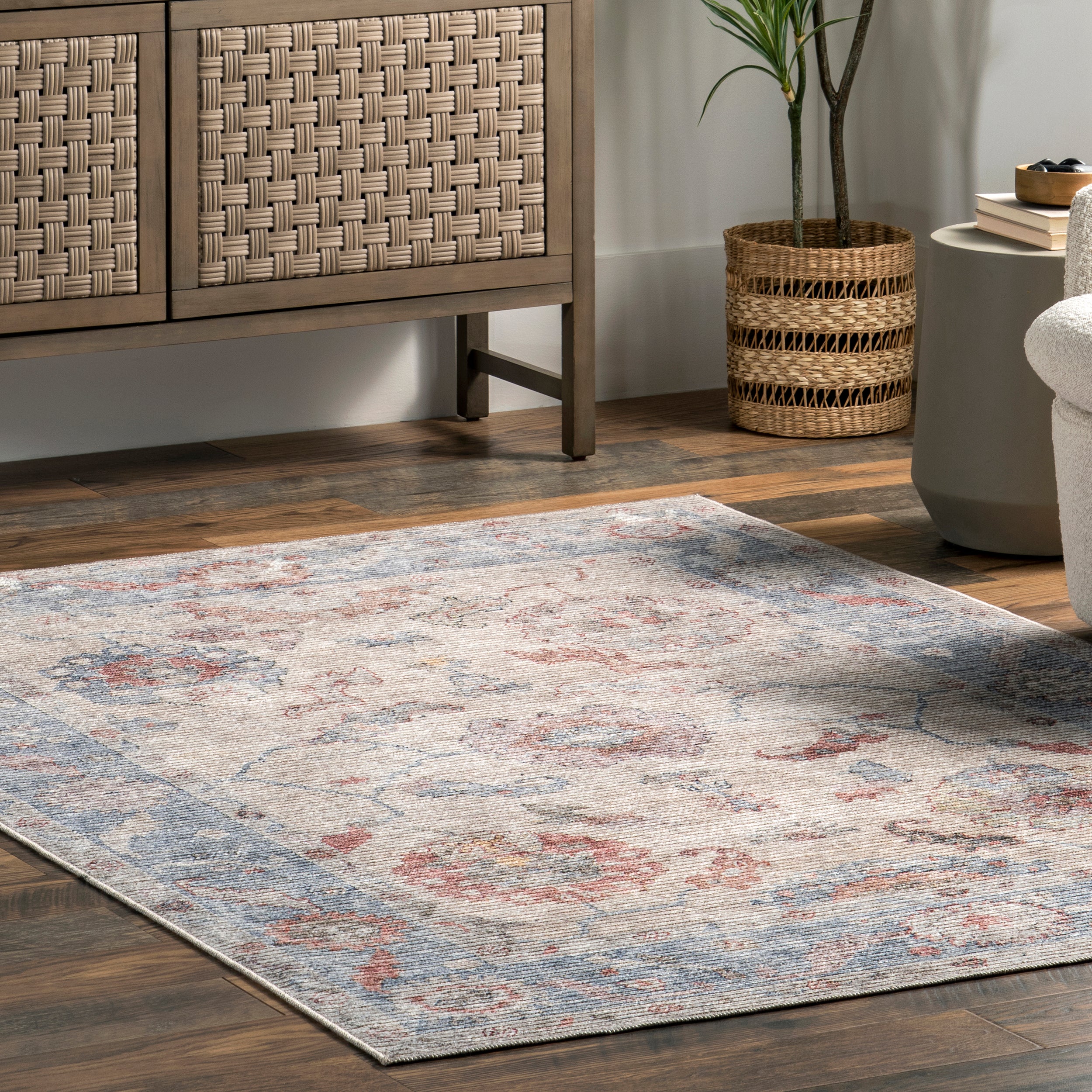 Delana Persian Floral Machine Washable Area Rug - Image 9
