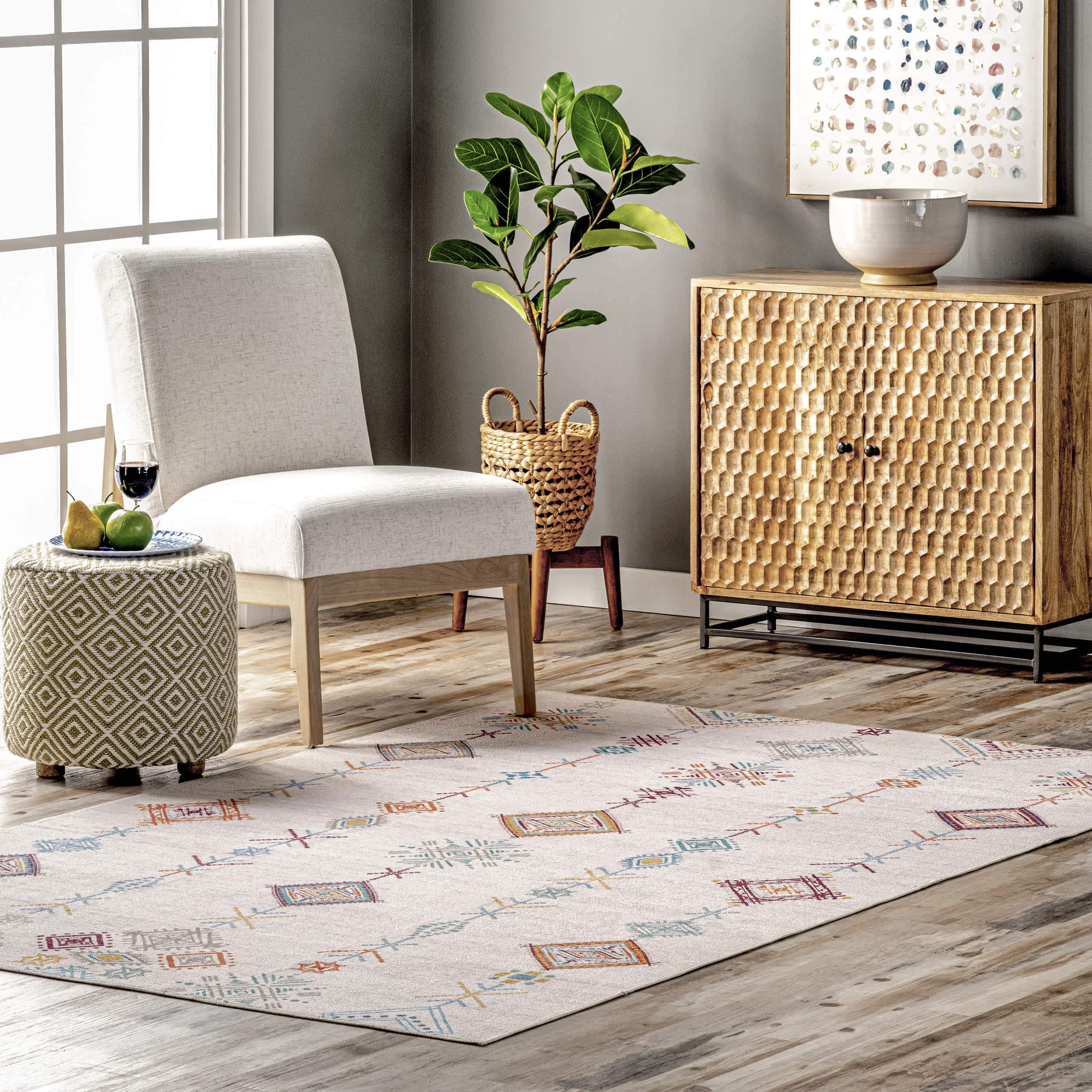 Kiya Machine Washable Moroccan Tribal Geometric Area Rug - Image 2