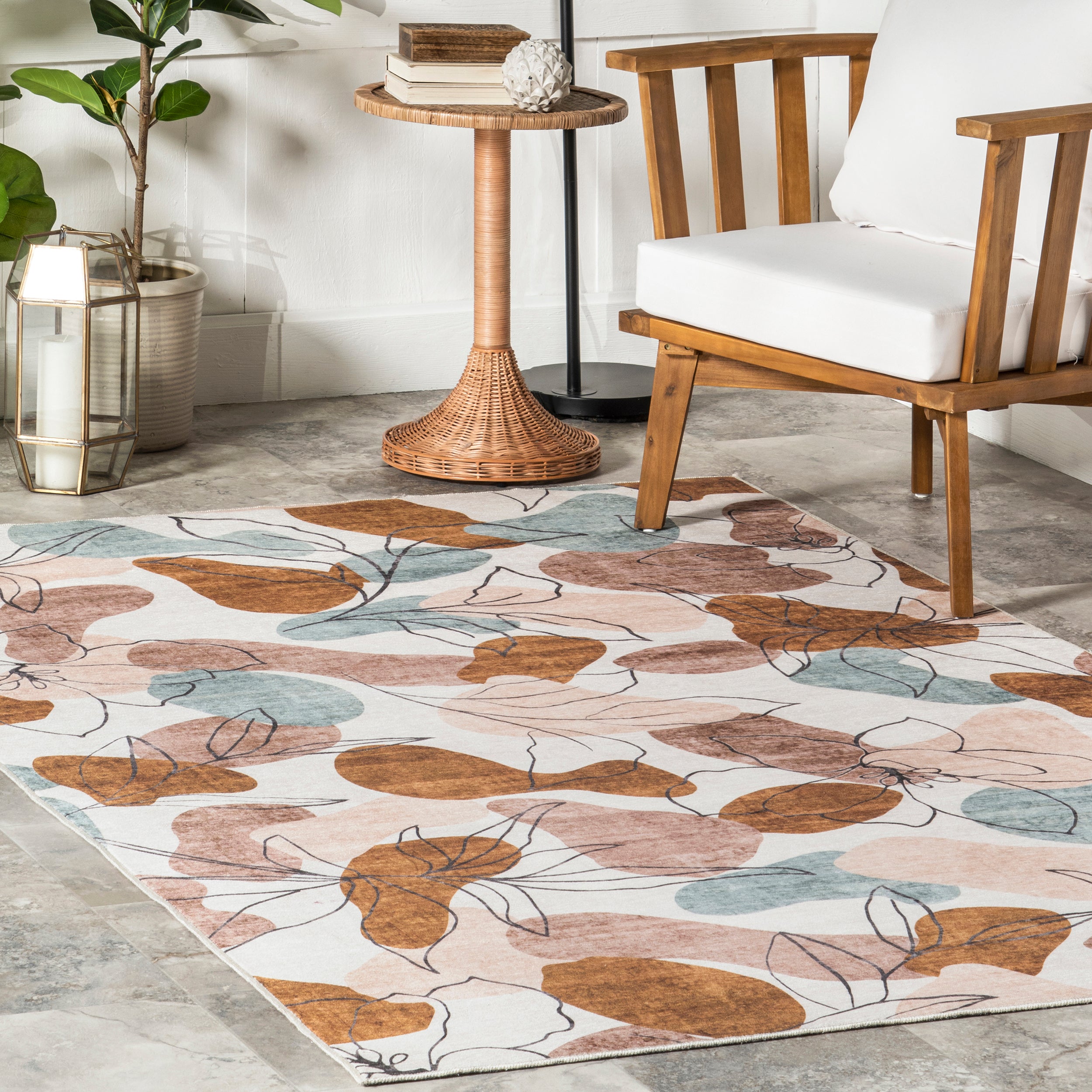 Deisy Abstract Floral Machine Washable Indoor/Outdoor Area Rug - Image 9