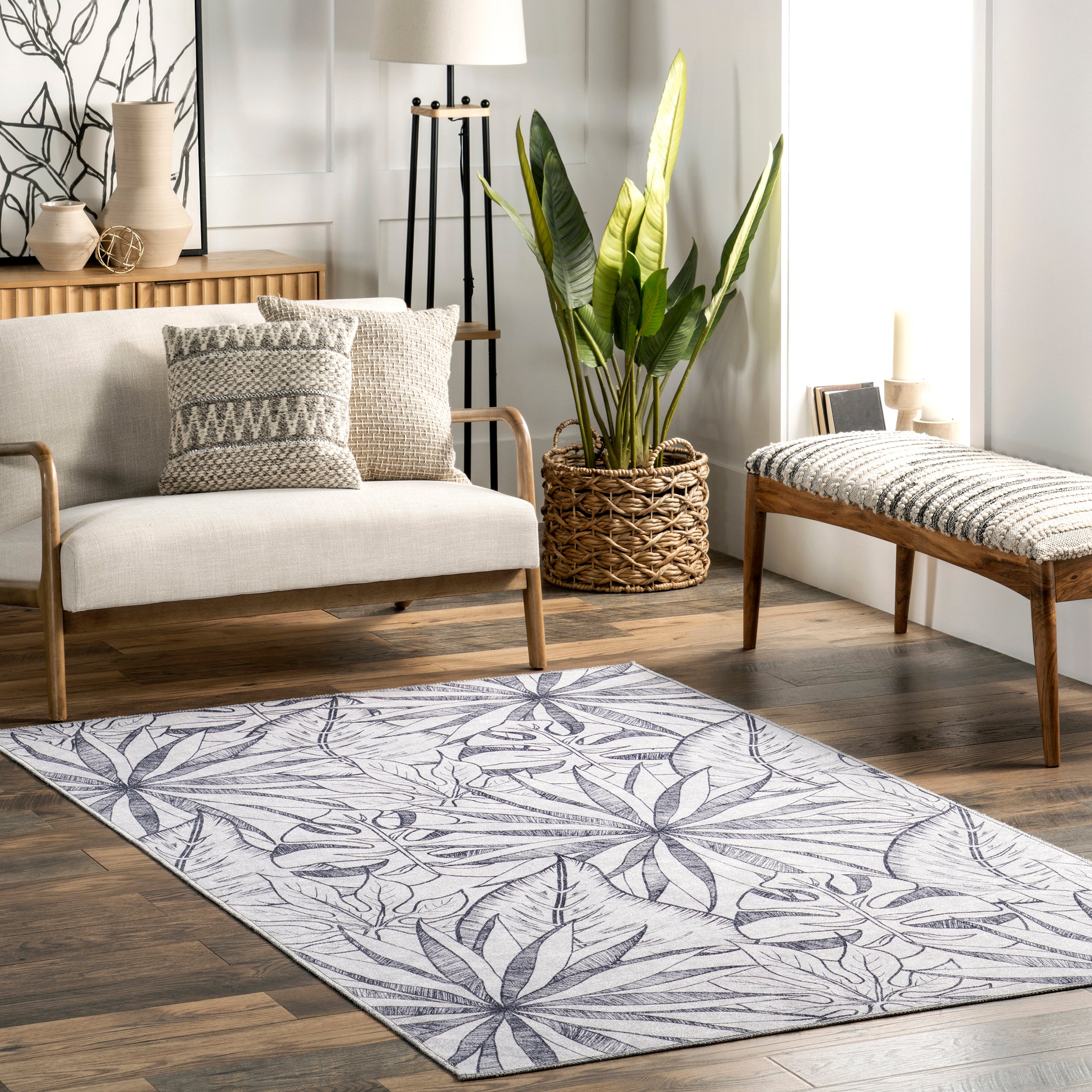 Emilia Tropical Machine Washable Reverisble Area Rug - Image 2