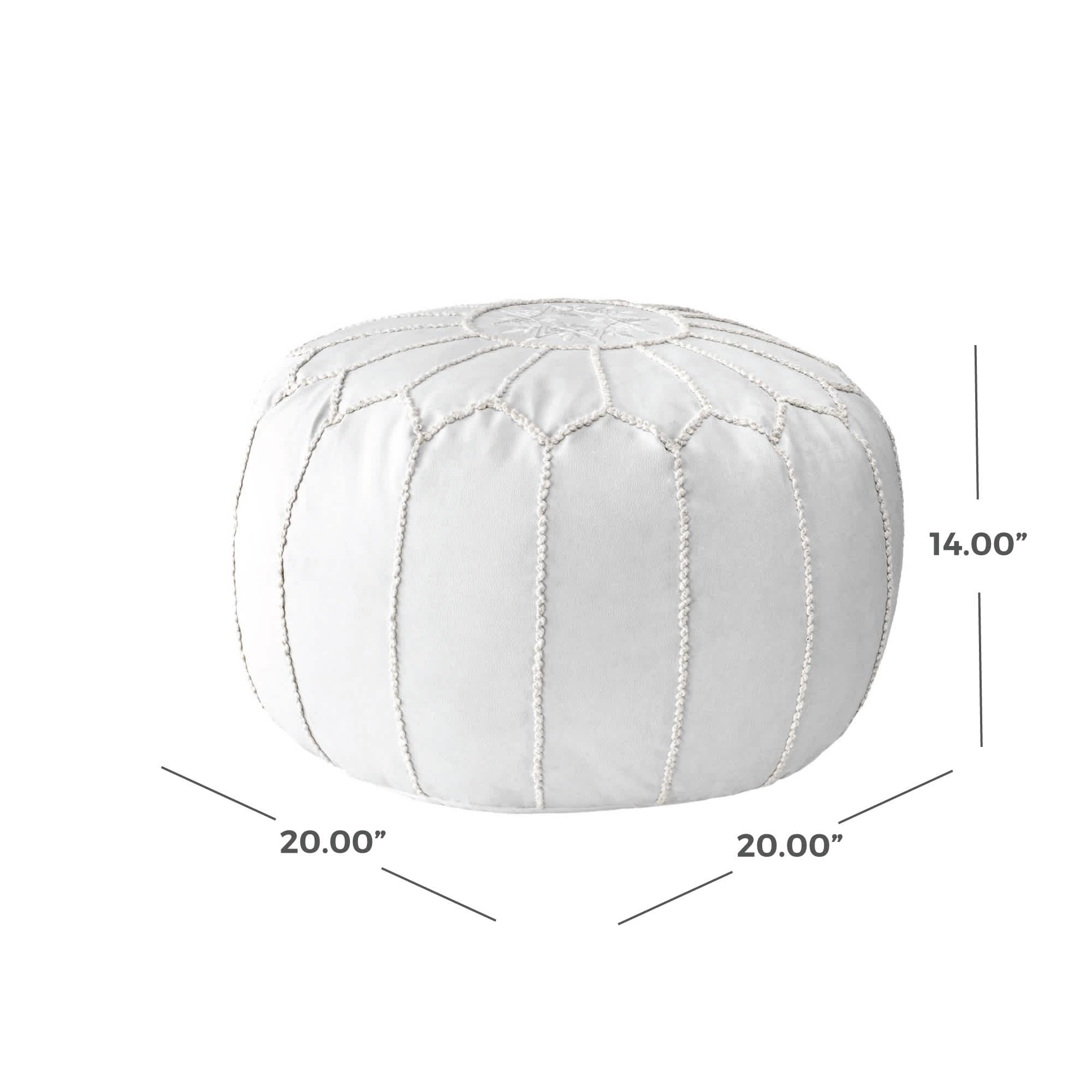 Classic Moroccan Faux Leather Filled Ottoman Pouf - Image 12
