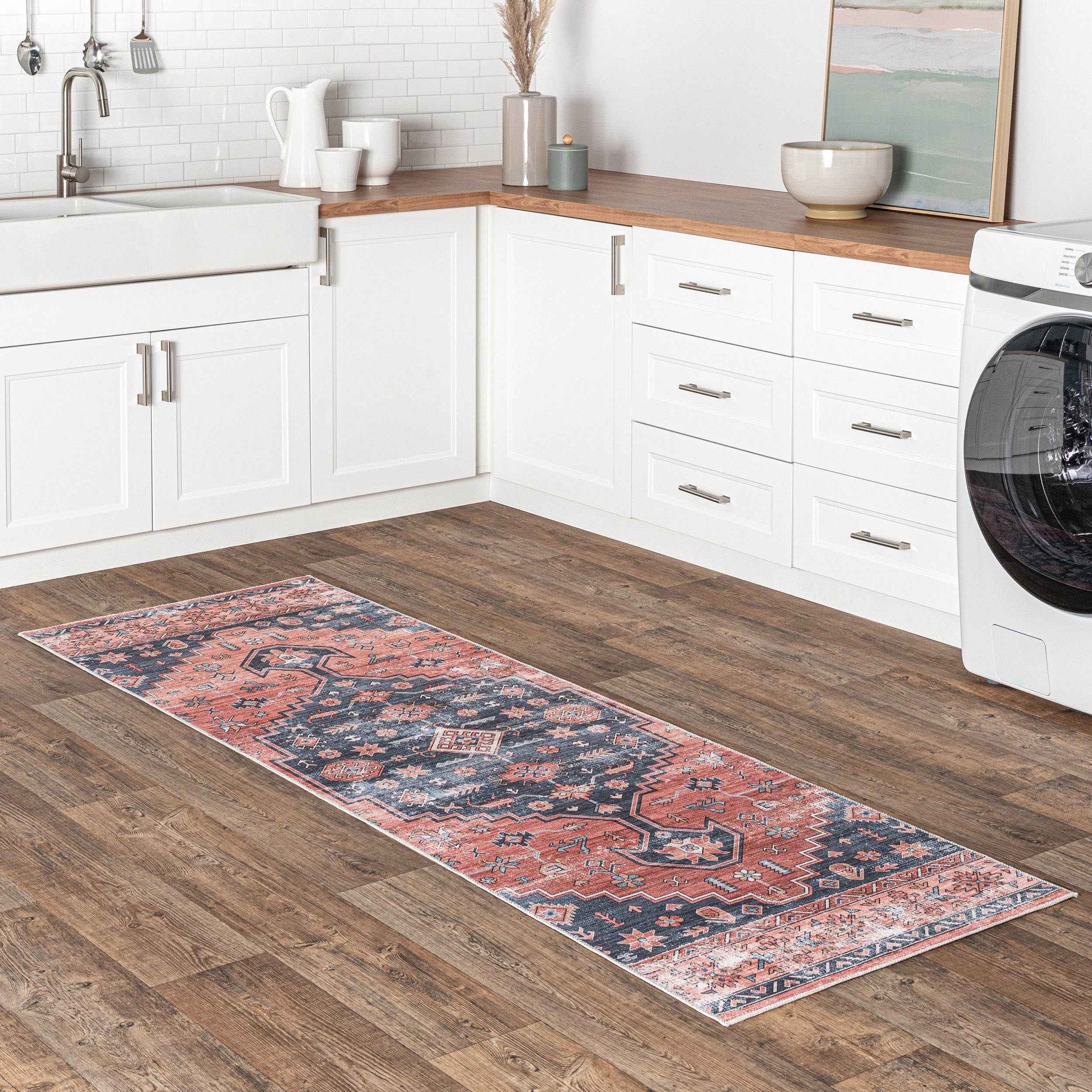 Medallion Bordered Machine Washable Area Rug - Image 11