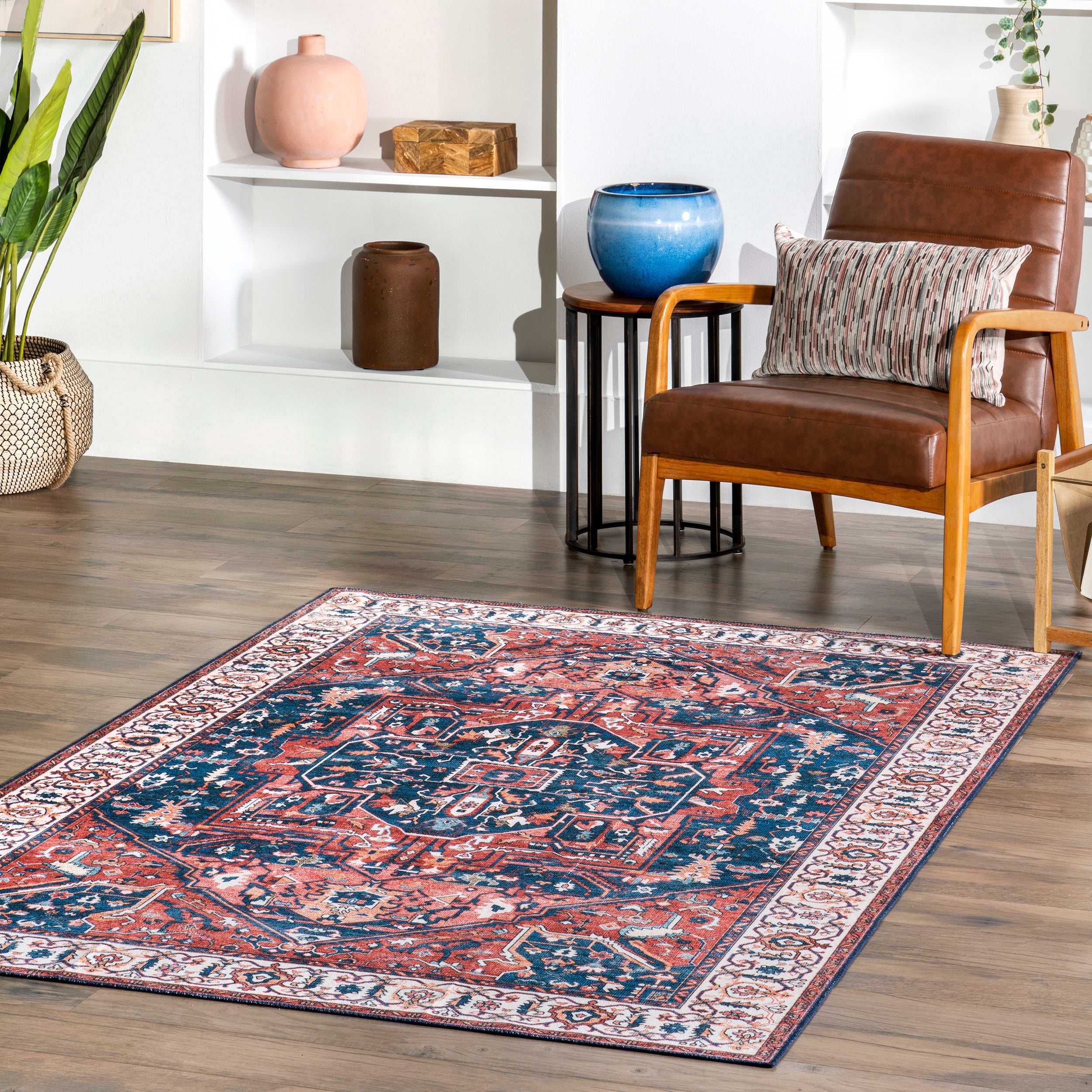 Brielle Machine Washable Vintage Medallion Area Rug - Image 24