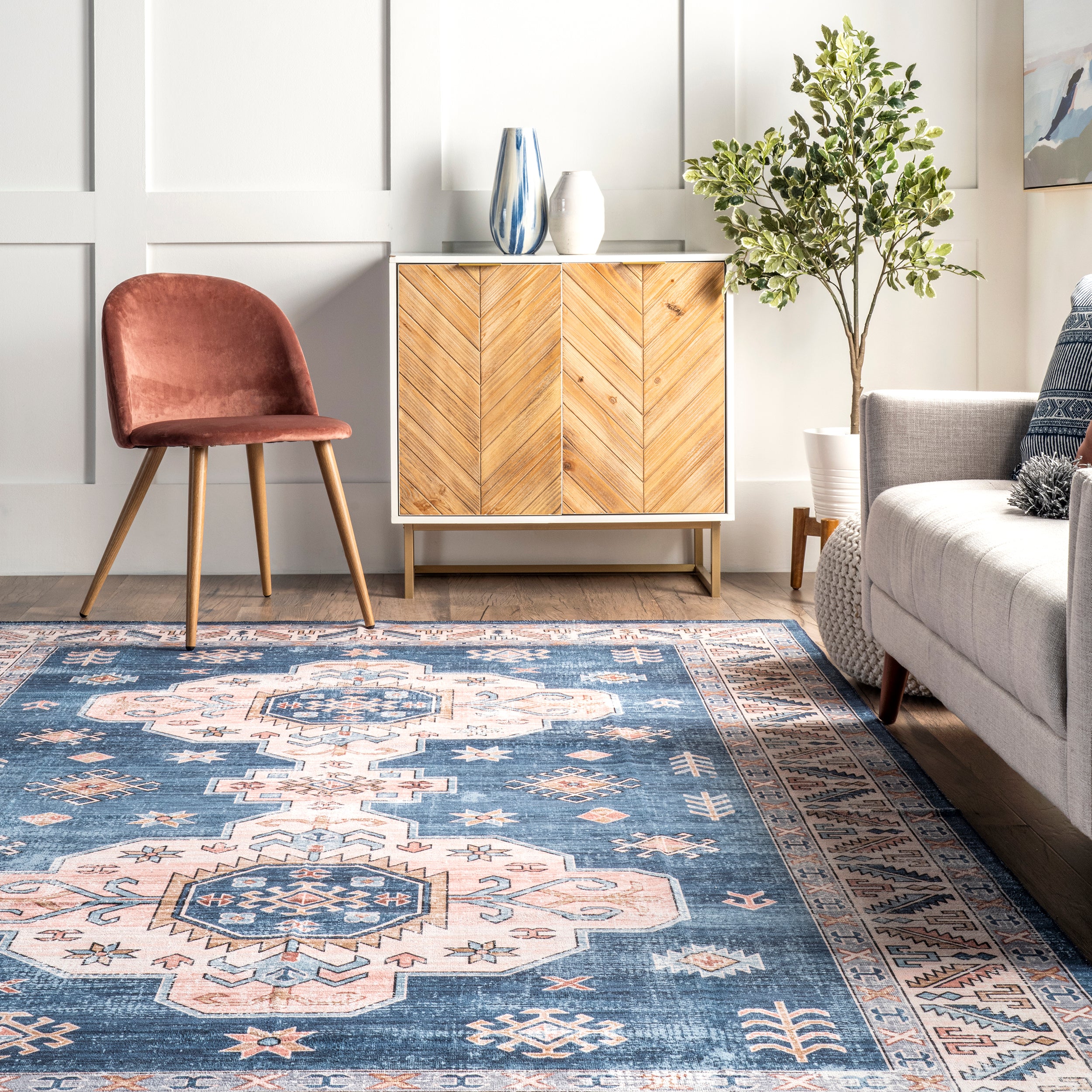 Norma Machine Washable Traditional Medallion Area Rug - Image 8