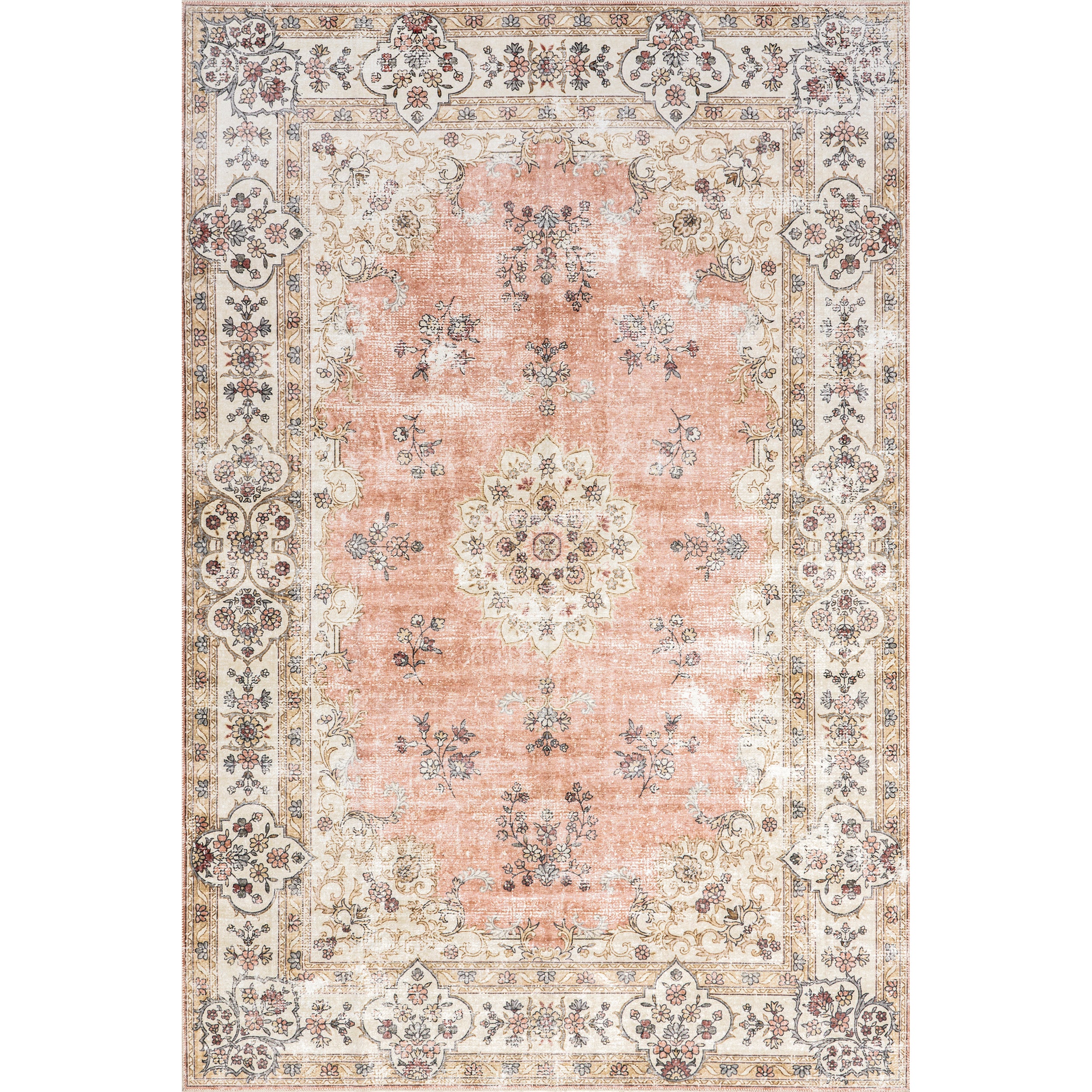 Ren Vintage Floral Machine Washable Area Rug
