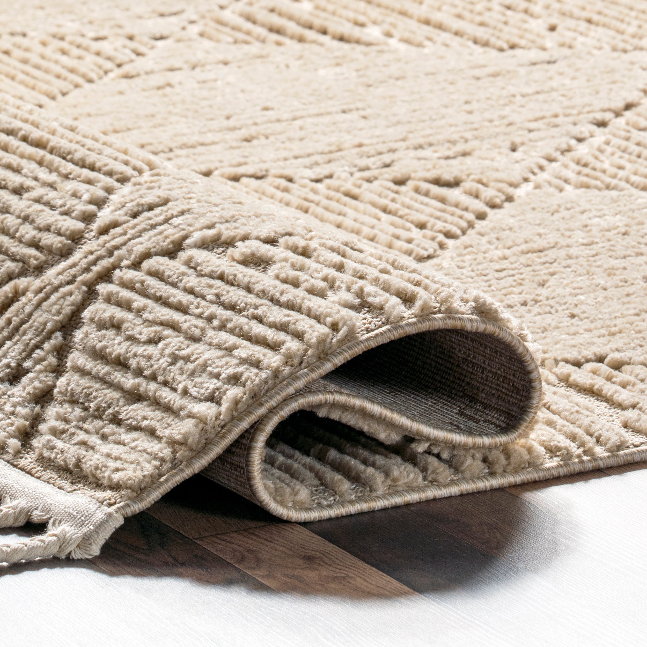 Kerry Textured Geometric Tasseled Area Rug - Image 23