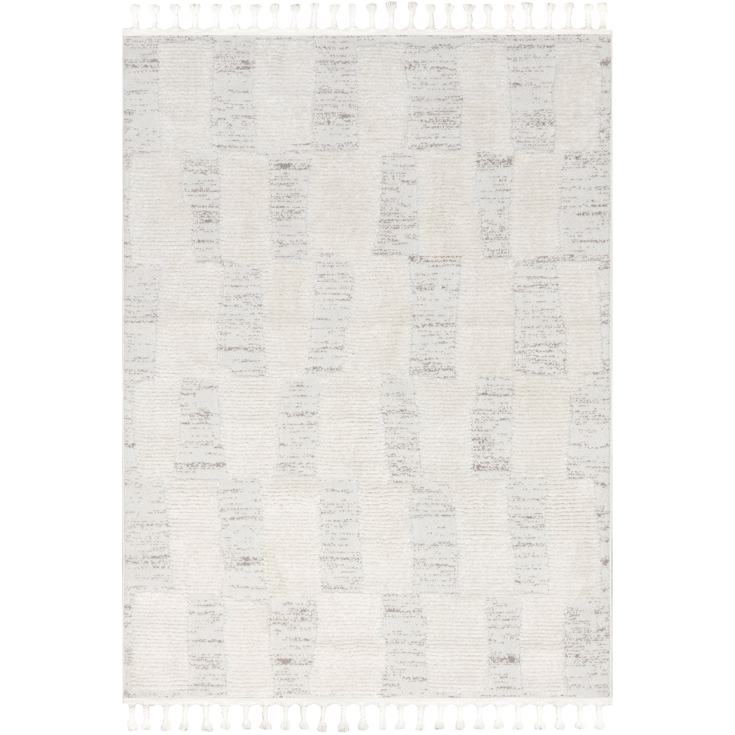 Magnolia High-Low Geometric Tasseled Area Rug