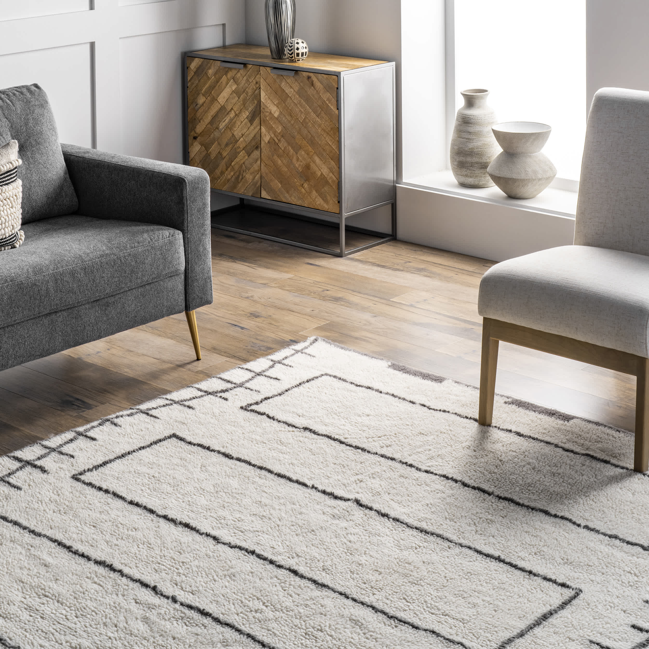 Isabella Machine Washable Wool Contemporary Geometric Area Rug - Image 9