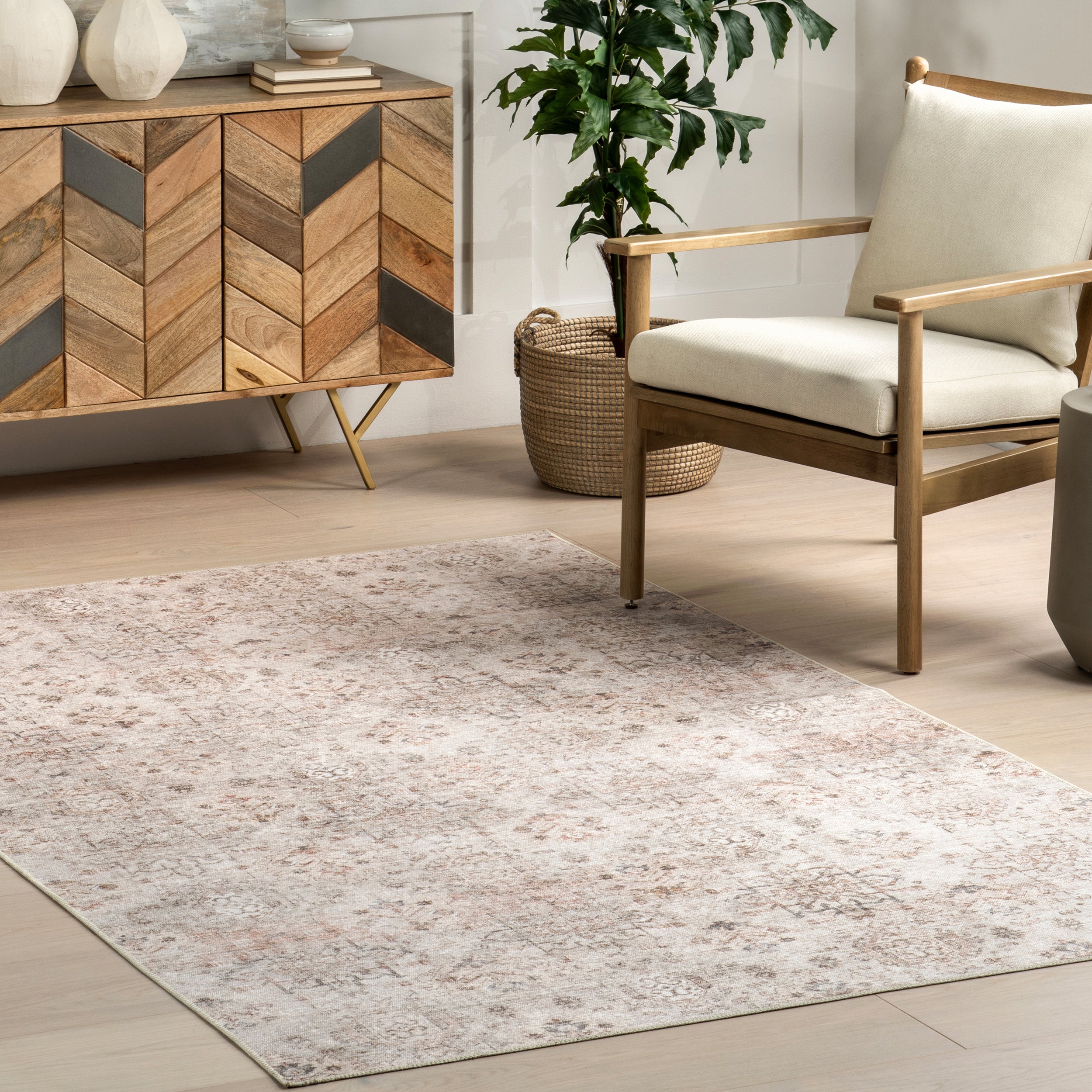 Alona Faded Medallion Stain-Resistant Machine Washable Area Rug - Image 9