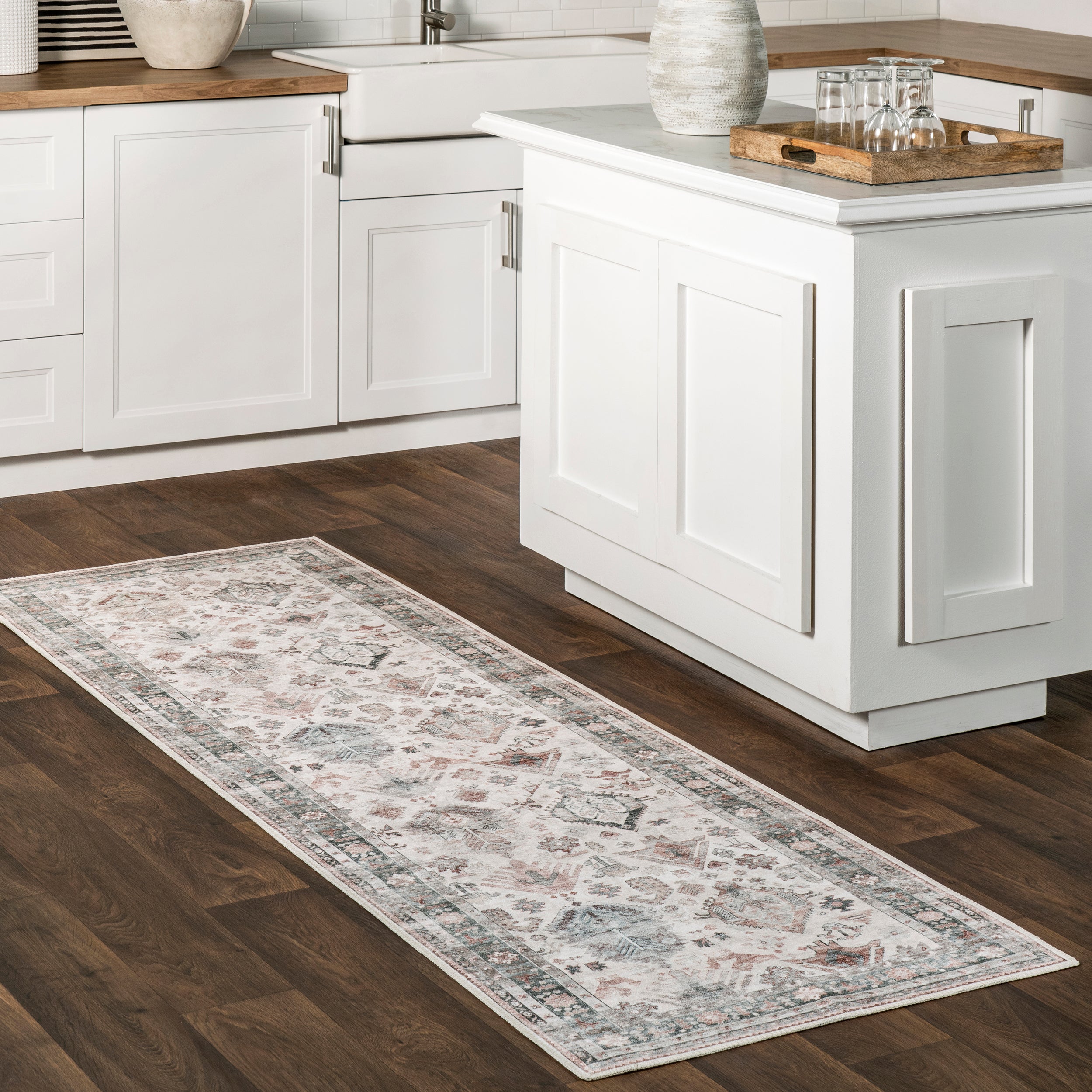 Bex Faded Stain-Resistant Machine Washable Area Rug - Image 10
