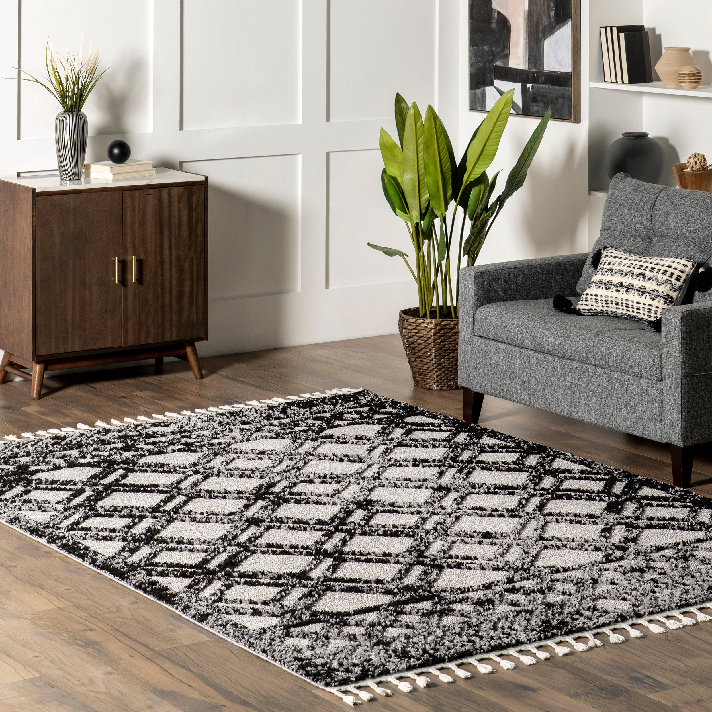 Ansley Moroccan Lattice Tassel Area Rug - Image 24