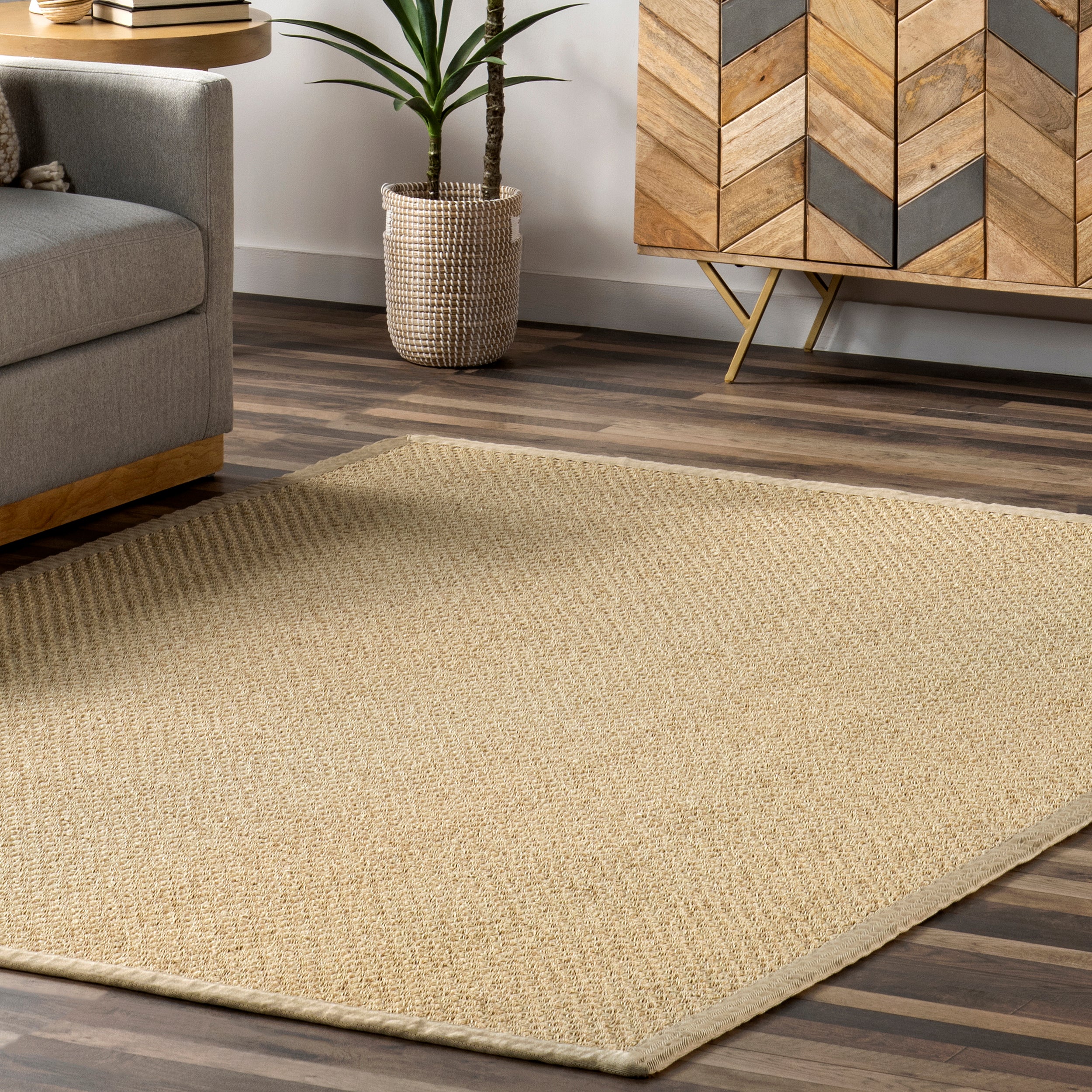 Meena Faux Seagrass Bordered Indoor/Outdoor Area Rug - Image 9