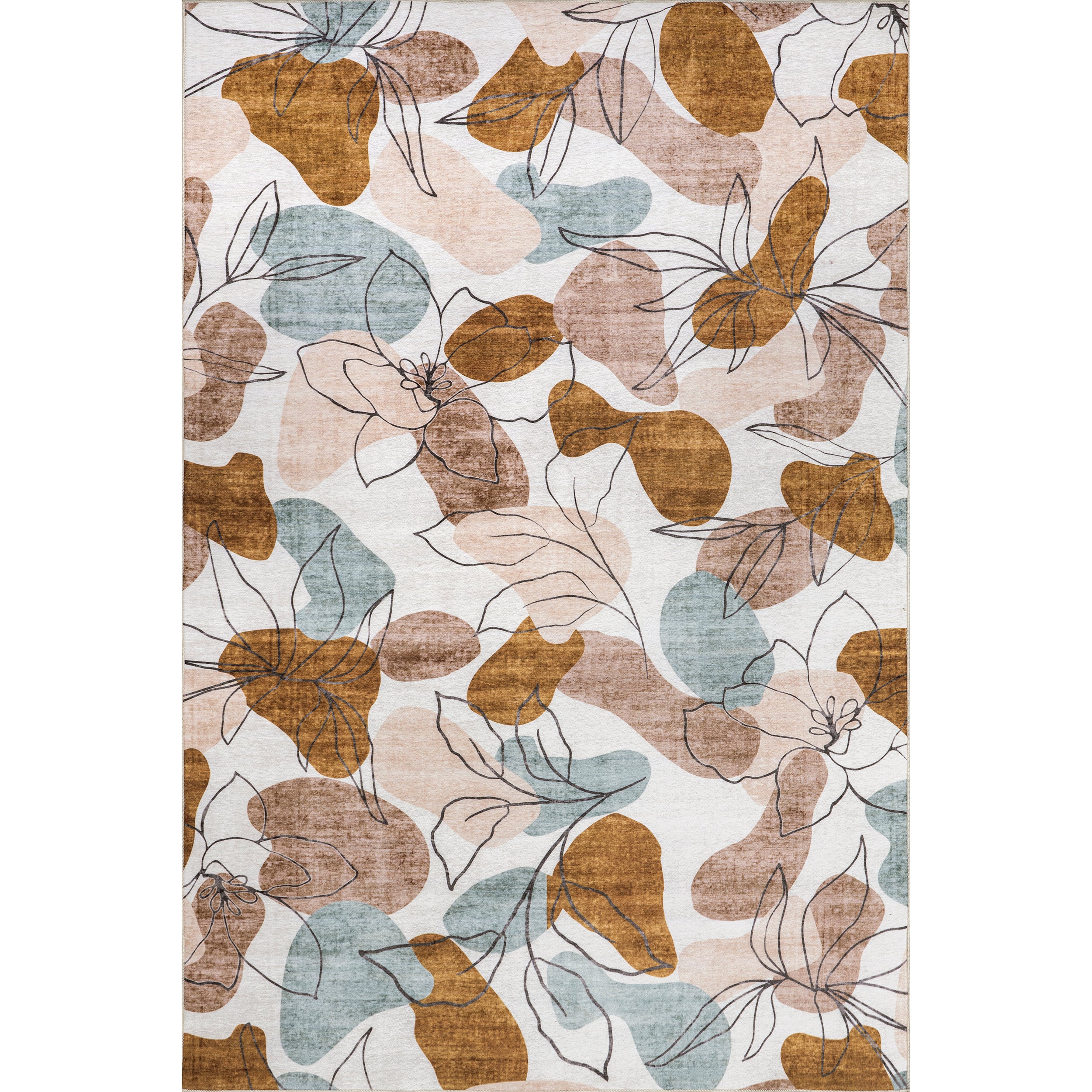 Deisy Abstract Floral Machine Washable Indoor/Outdoor Area Rug