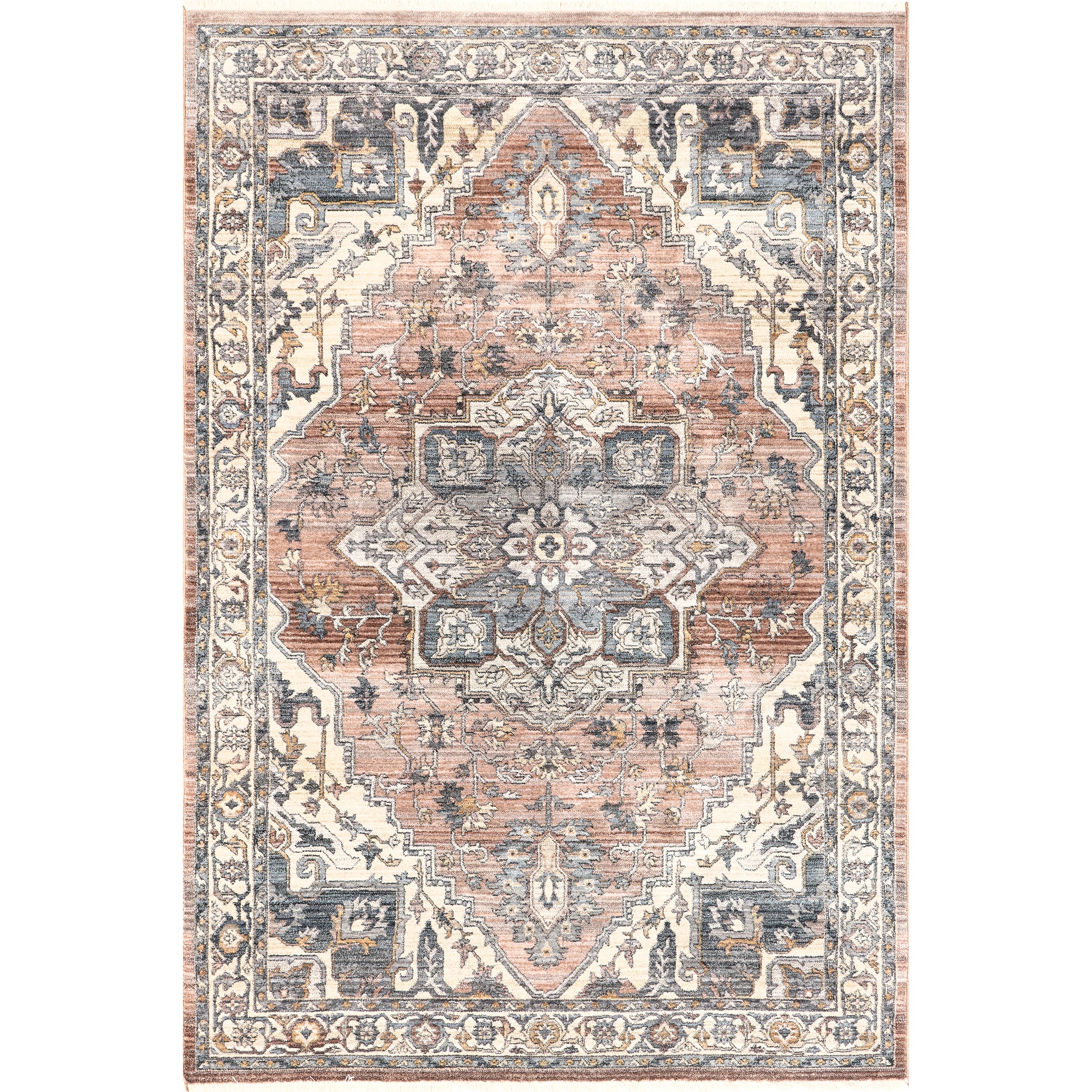 Faded Medallion Fringe Area Rug