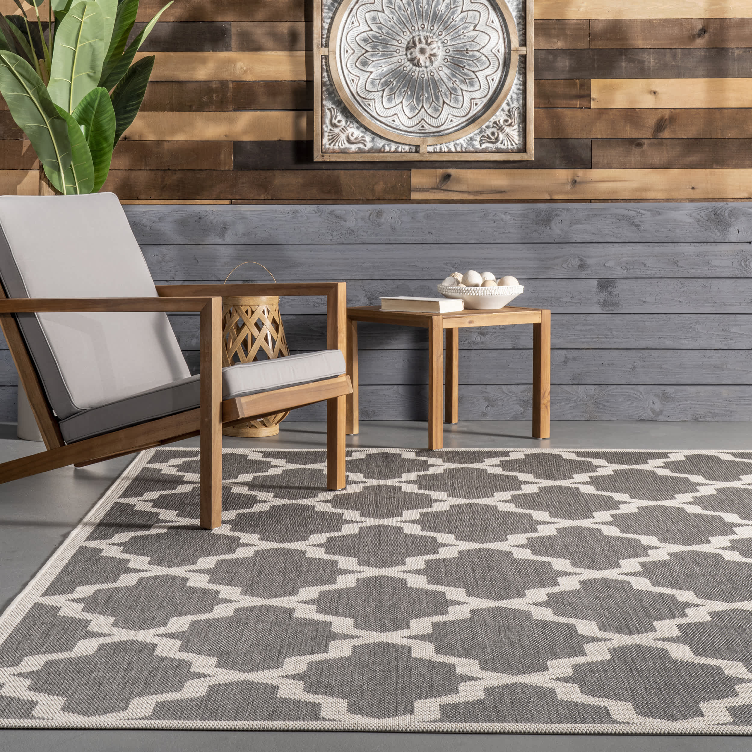Machine Made Gina Outdoor Moroccan Trellis Area Rug - Image 29