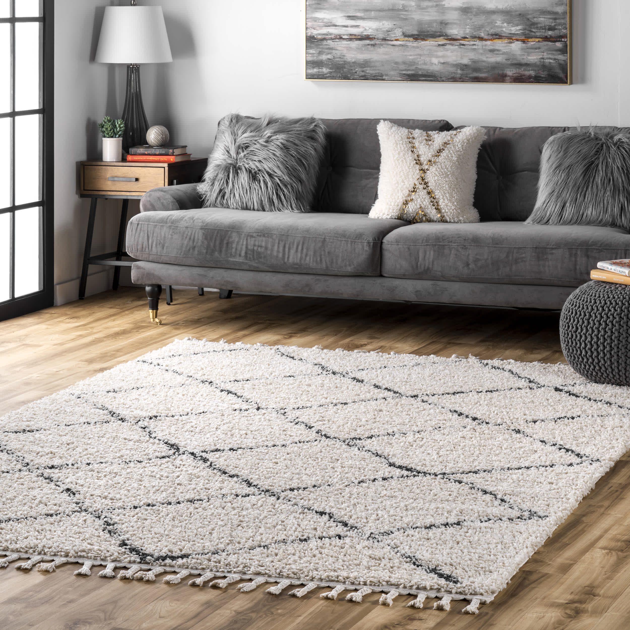 Jessie Moroccan Lattice Tassel Area Rug - Image 2