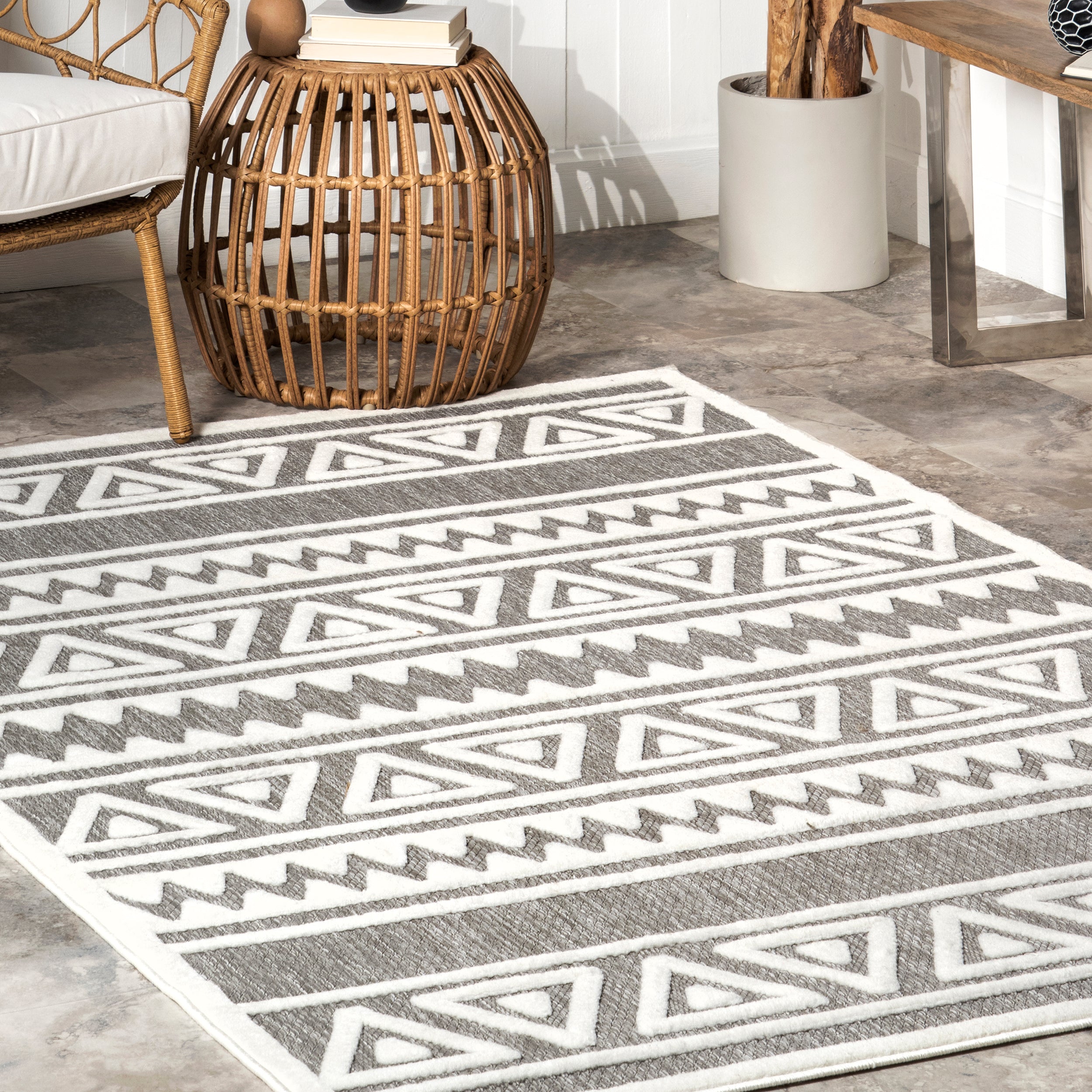 Lanelle Tribal Banded Indoor/Outdoor Area Rug - Image 9