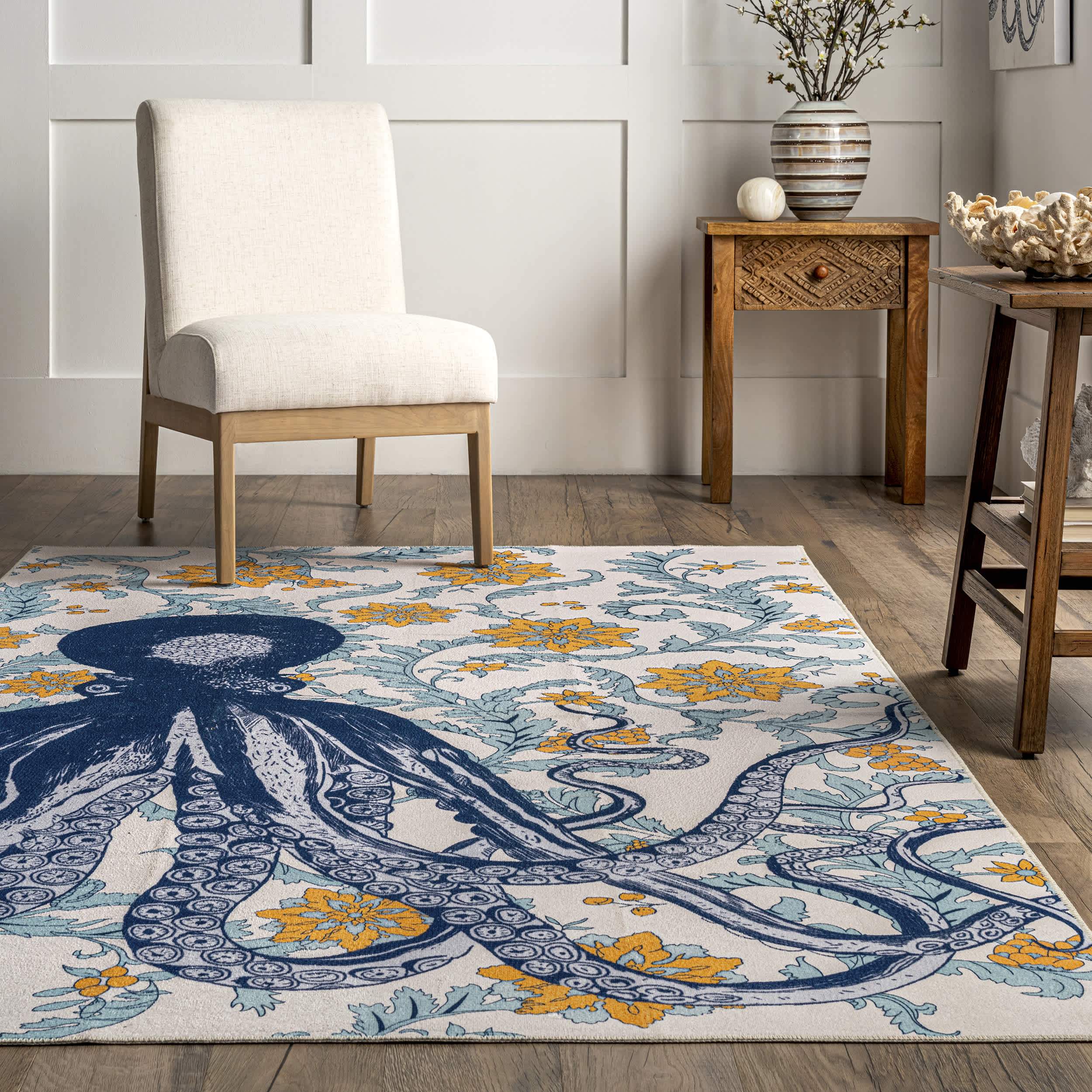 Patricia Machine Washable Octopus Area Rug - Image 8