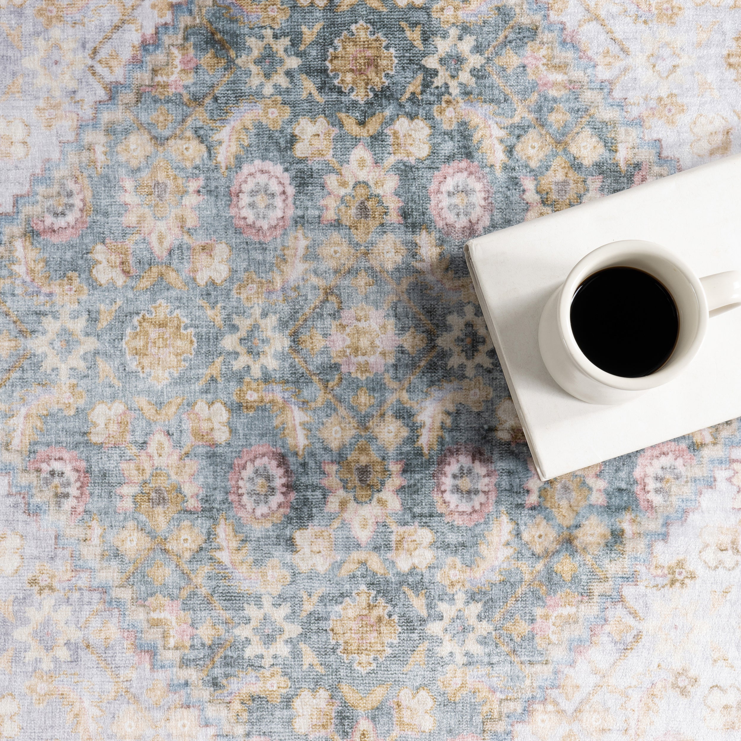 Caius Faded Medallion Machine Washable Area Rug - Image 7