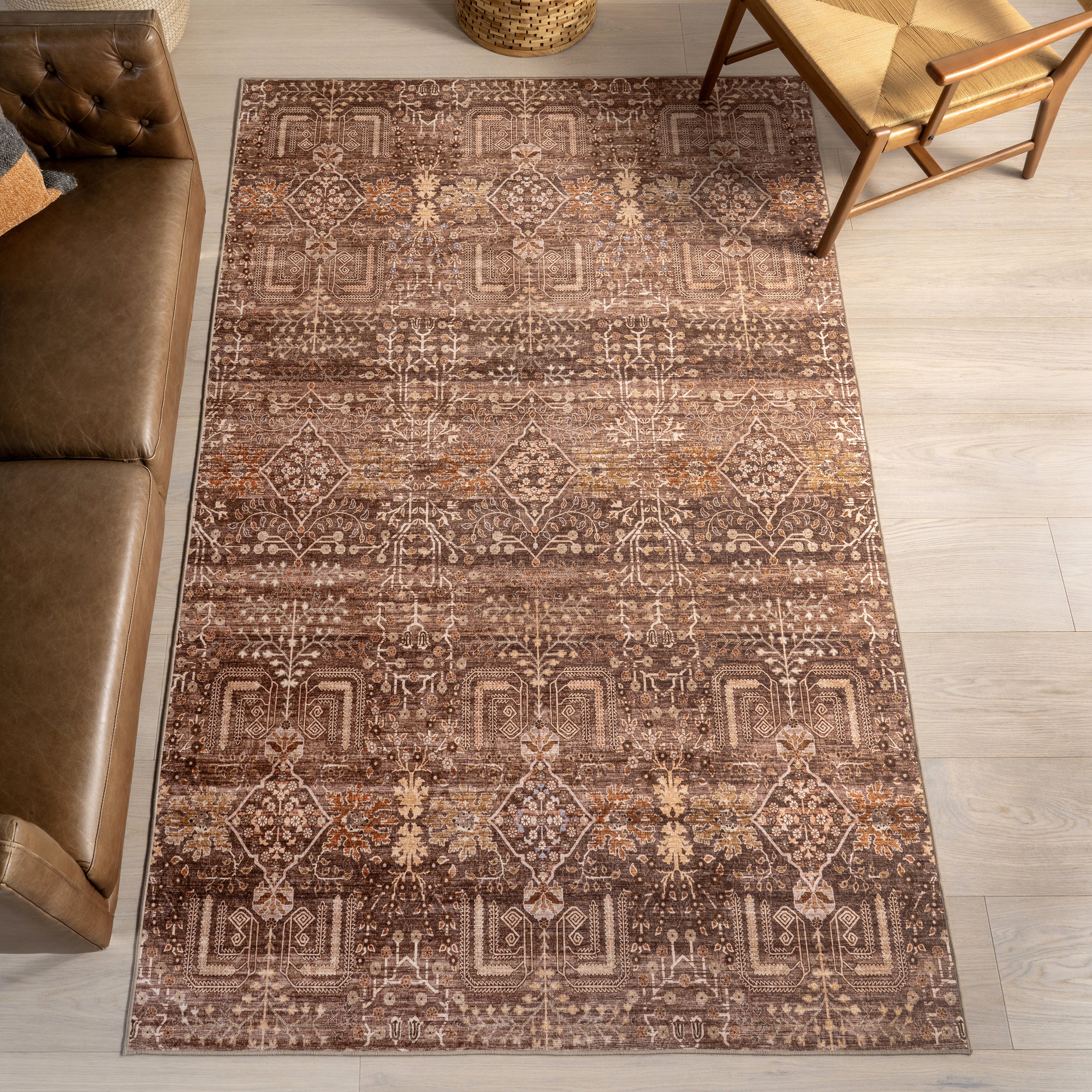 Feliciti SplashGuard Floral & Paisley Machine Washable Area Rug - Image 2