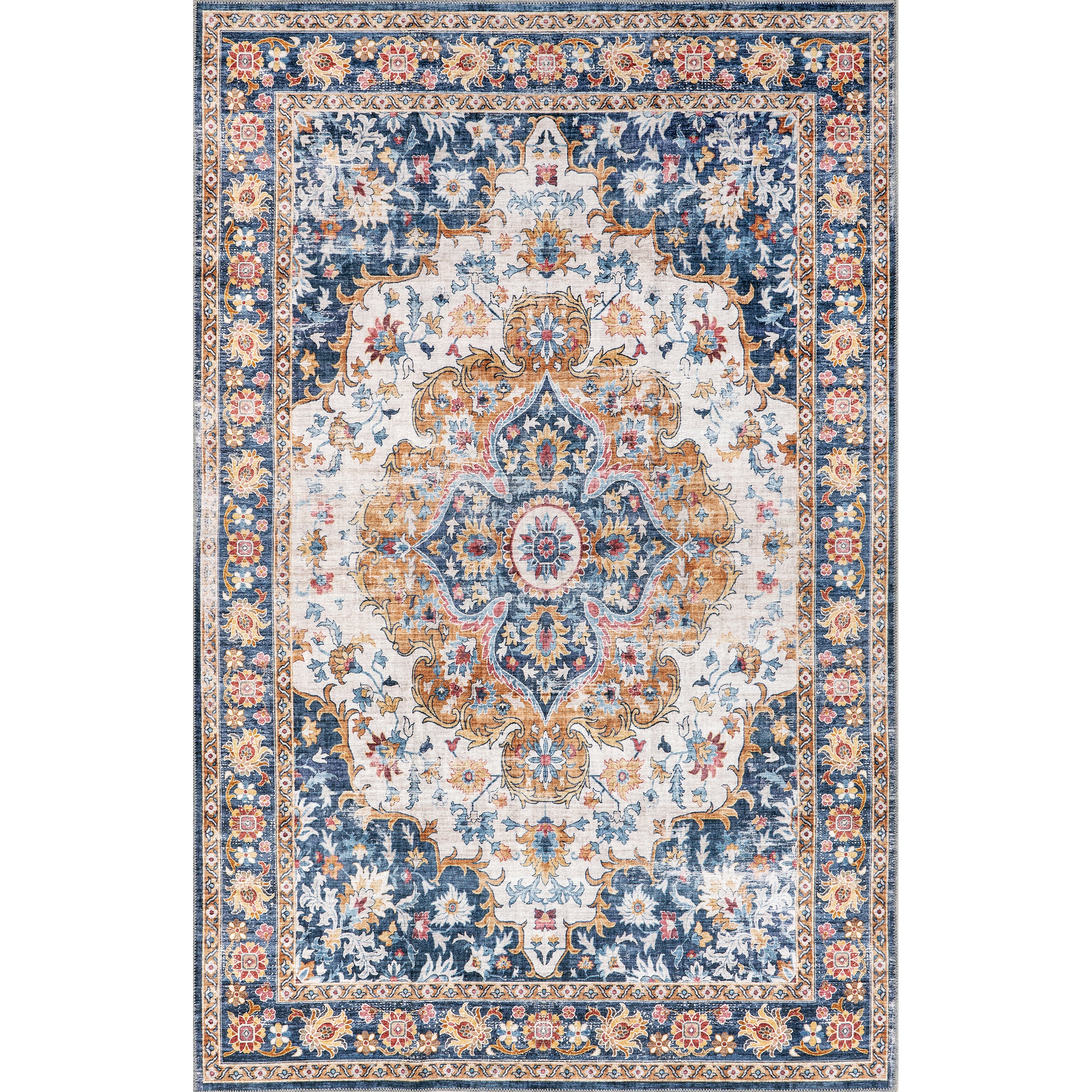 Emi Traditional Stain-Resistant Machine Washable Area Rug