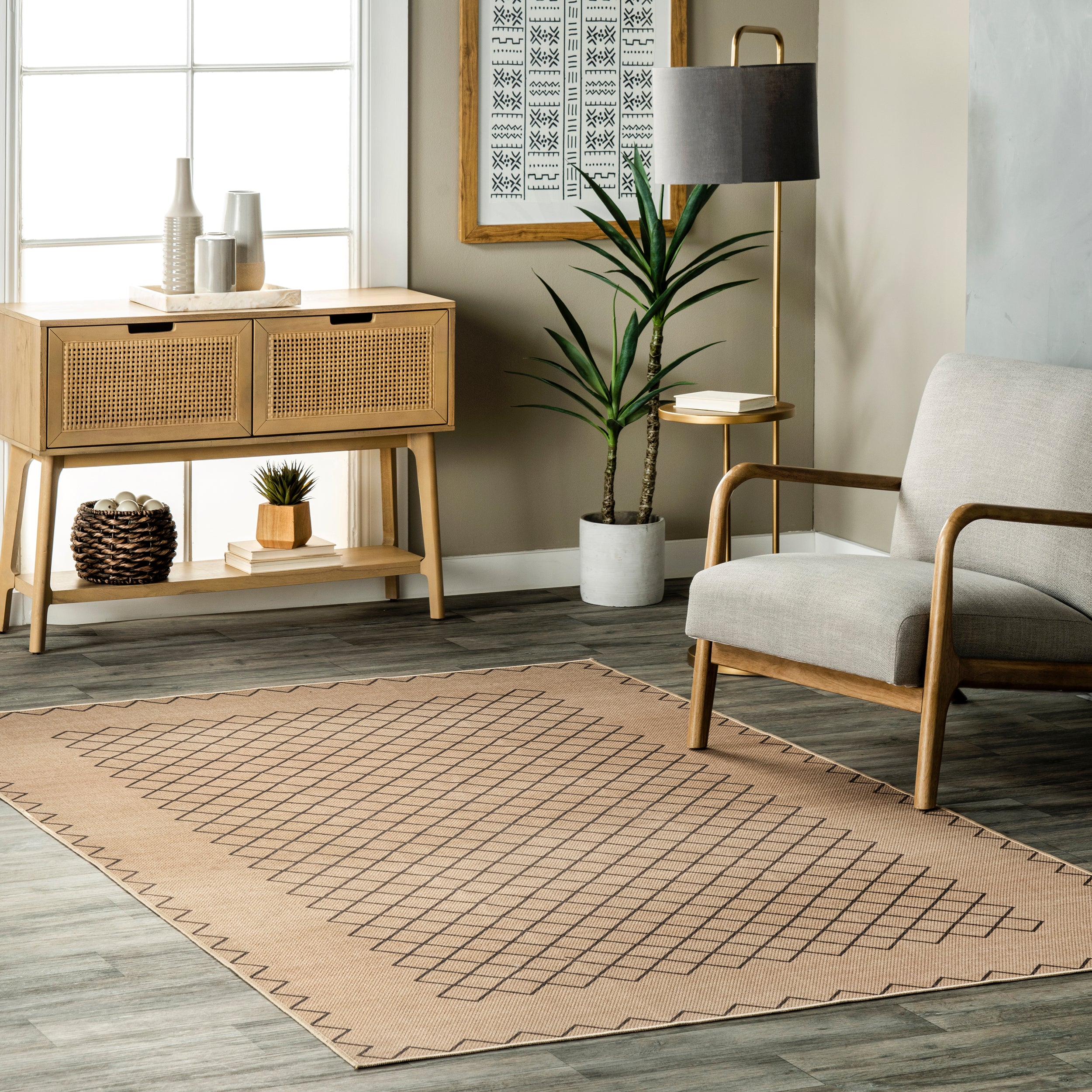 Rosita Tribal Trellis Easy-Jute Machine Washable Area Rug - Image 2