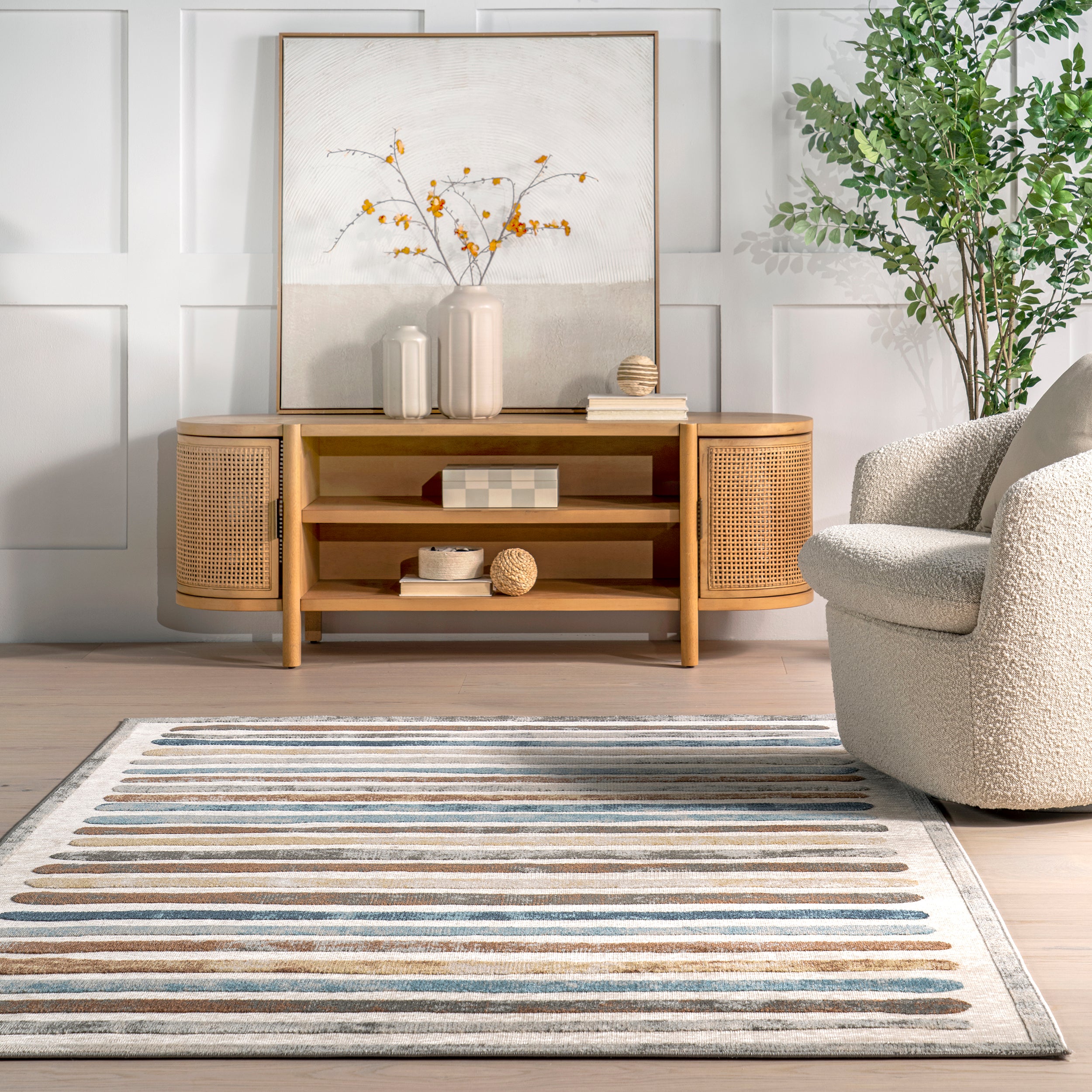 Jenae Multi Striped Machine Washable Area Rug - Image 8