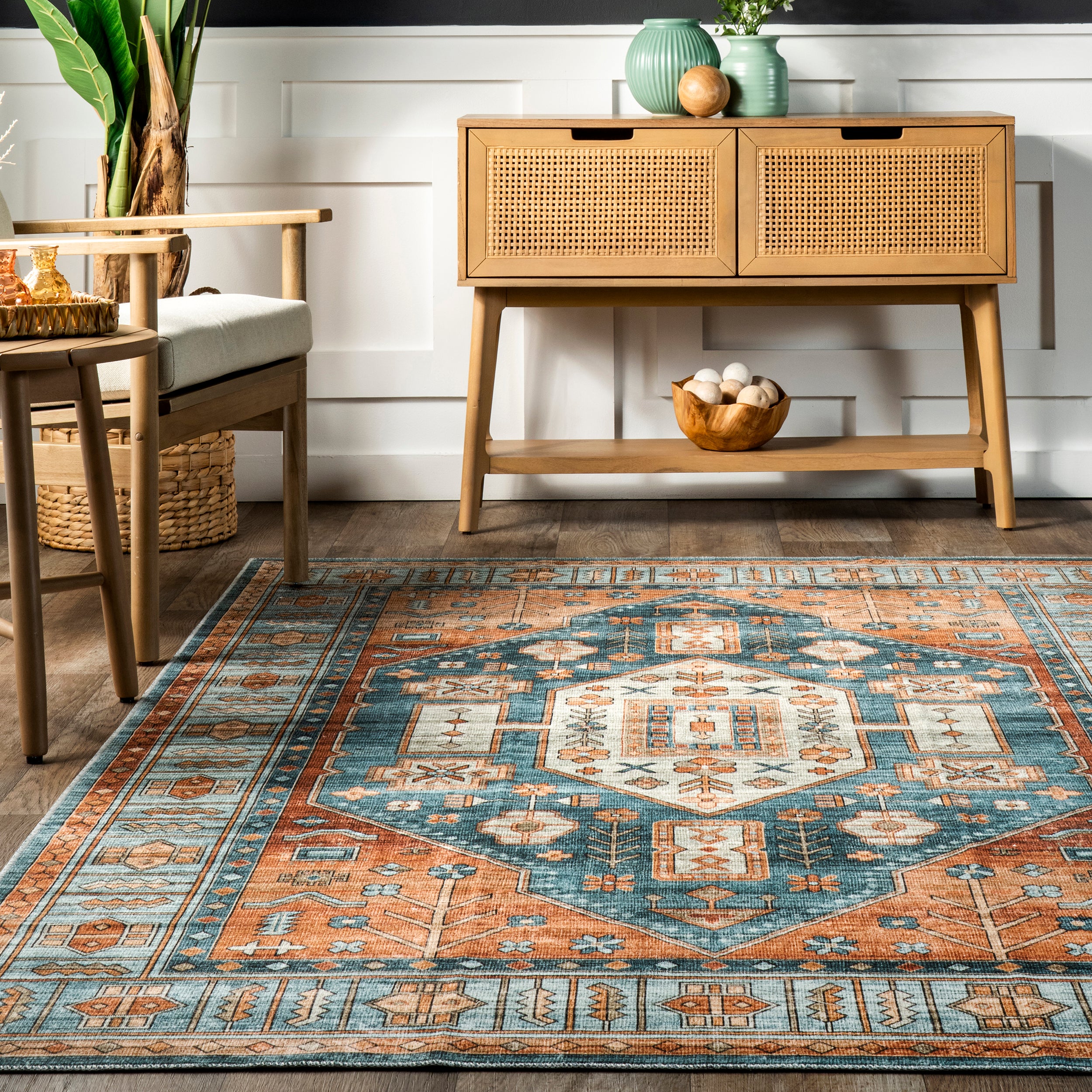 Heidy Vintage Traditional Machine Washable Area Rug - Image 8