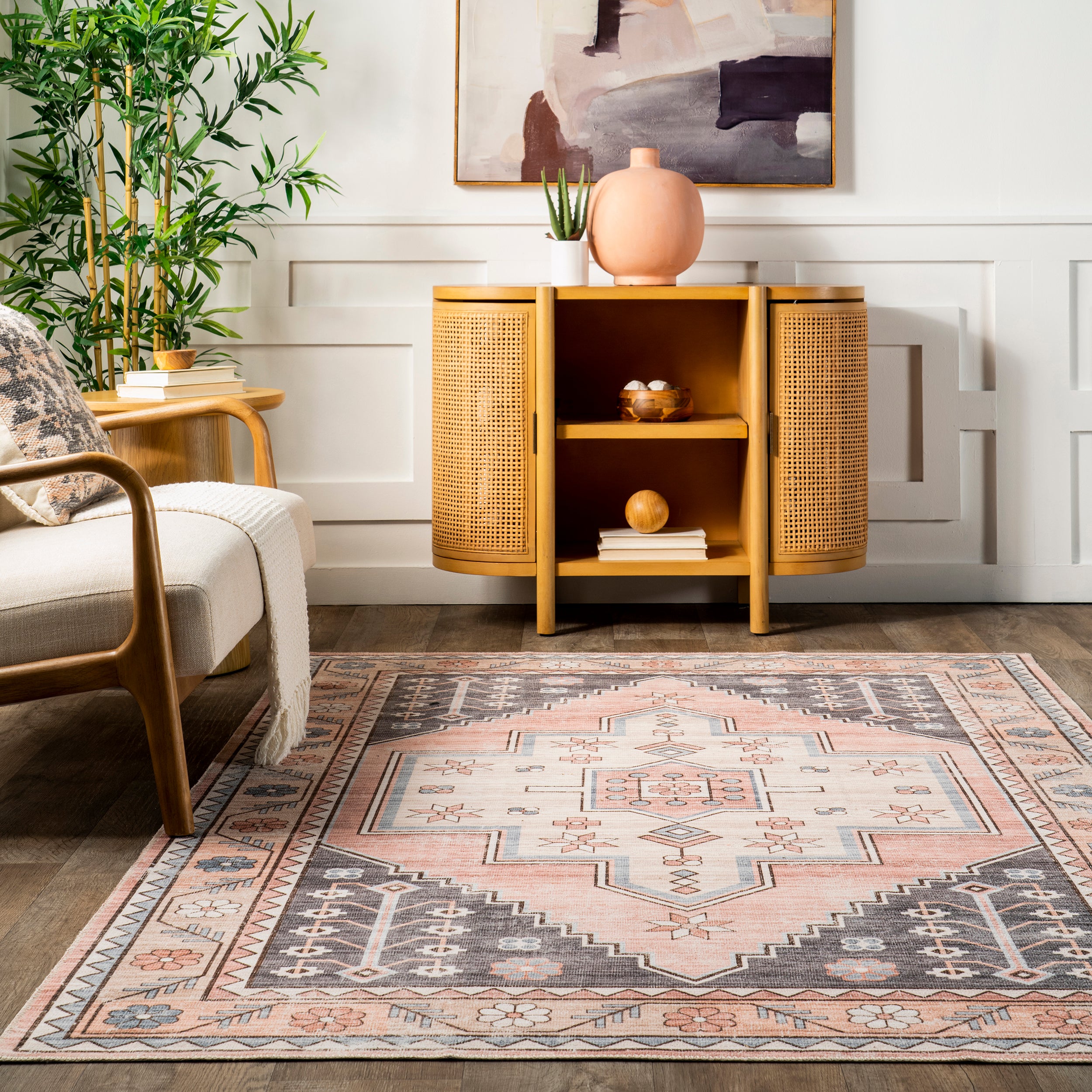 Catreena Transitional Floral Machine Washable Area Rug - Image 8