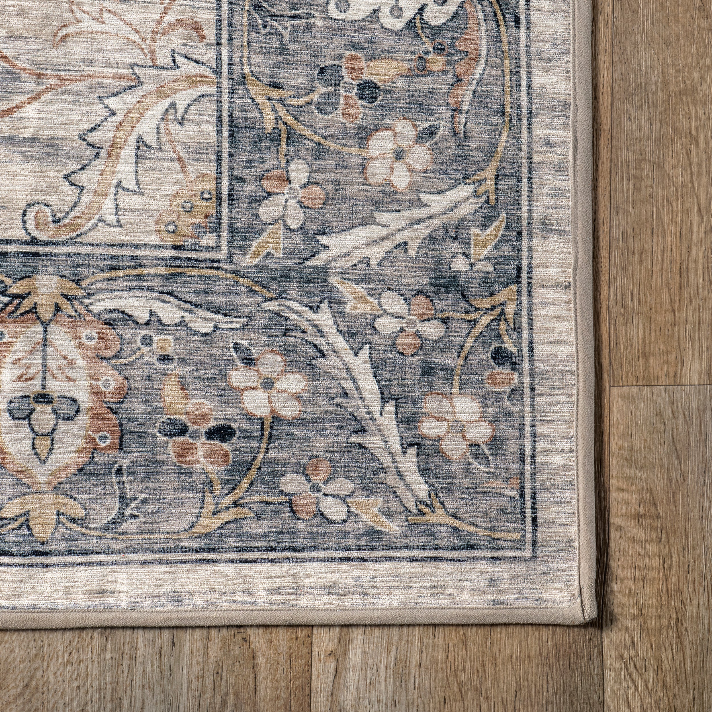 Dera Floral Border Machine Washable Area Rug - Image 5