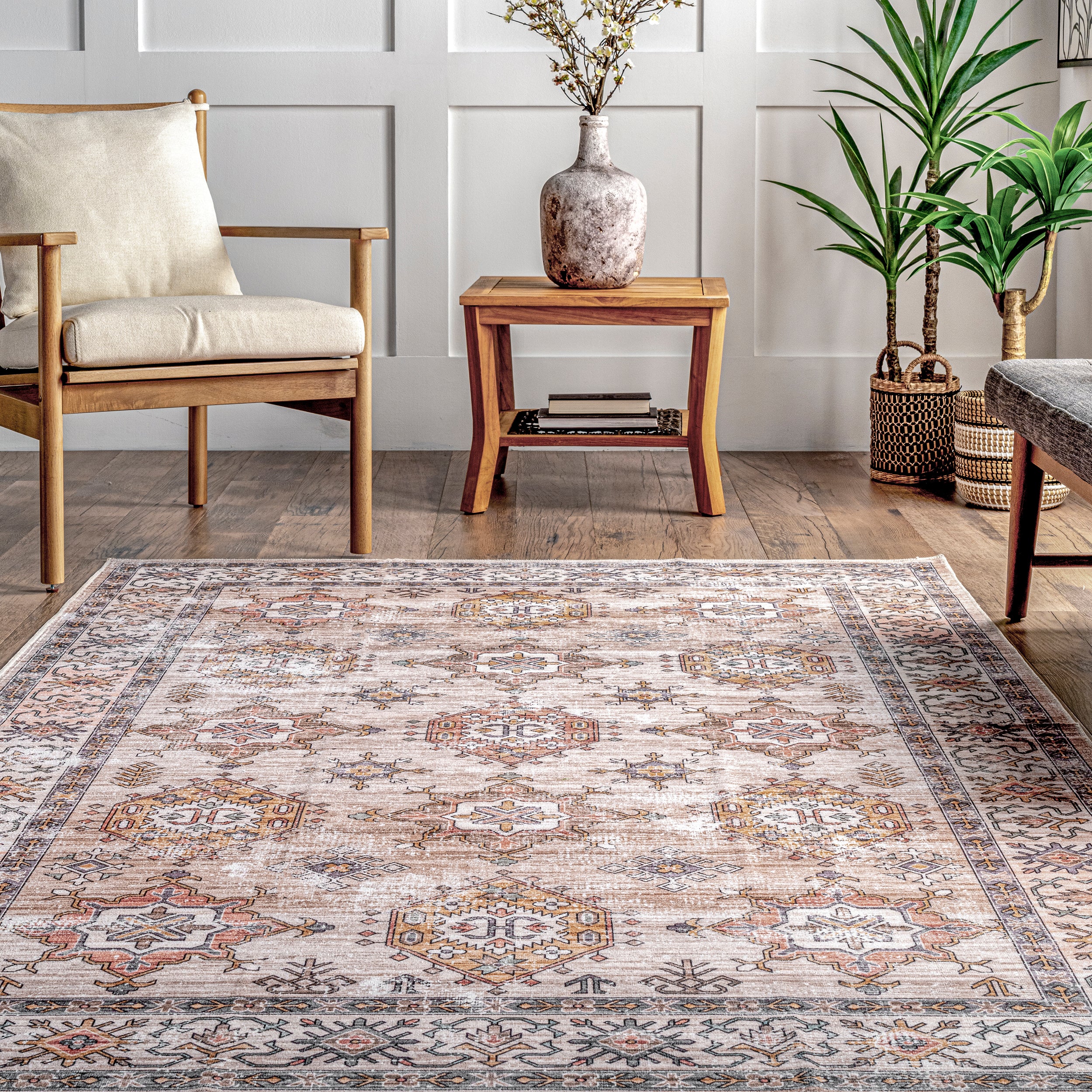 Finley Machine Washable Vintage Distressed Area Rug - Image 29