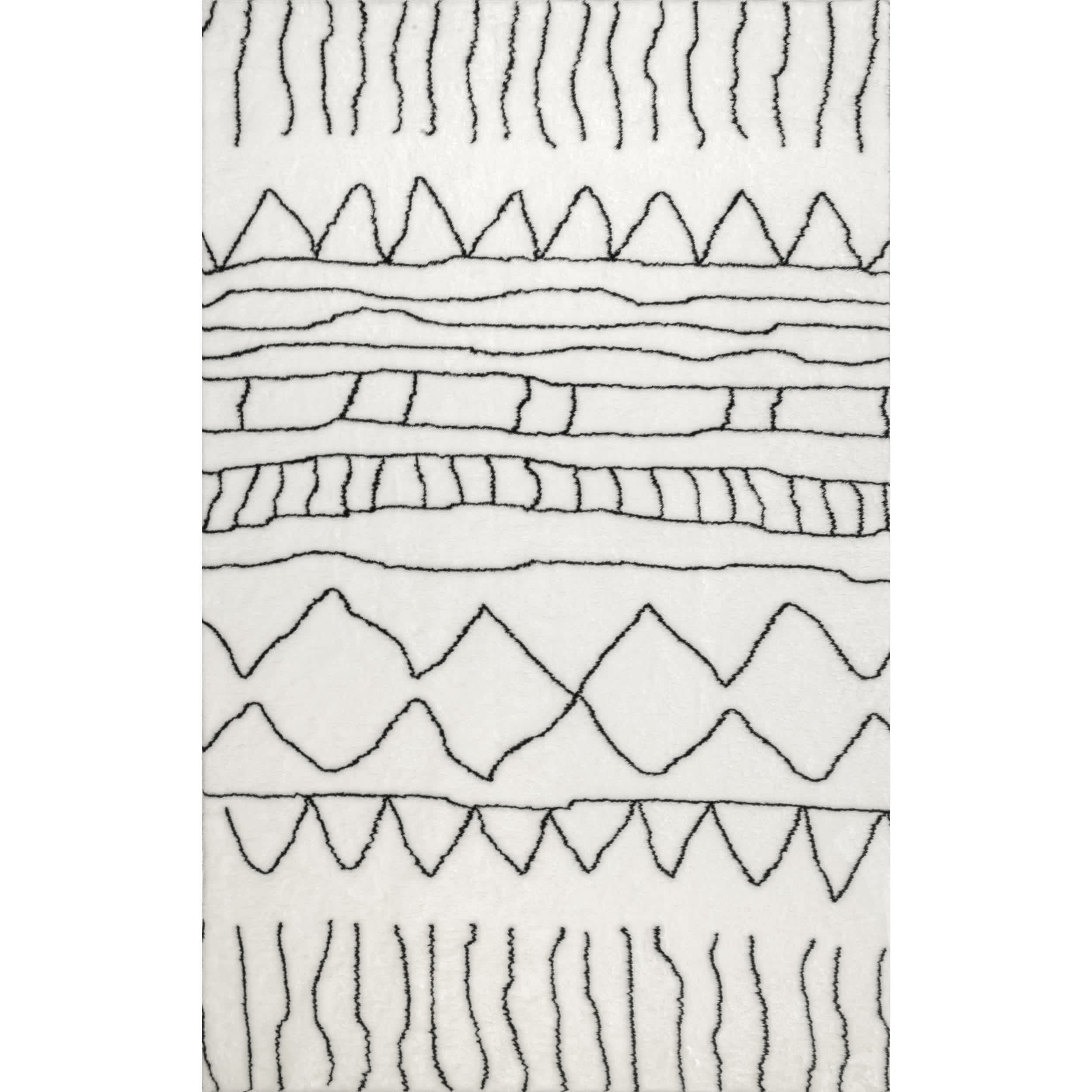 Ethnic Striped Washable Shag Area Rug
