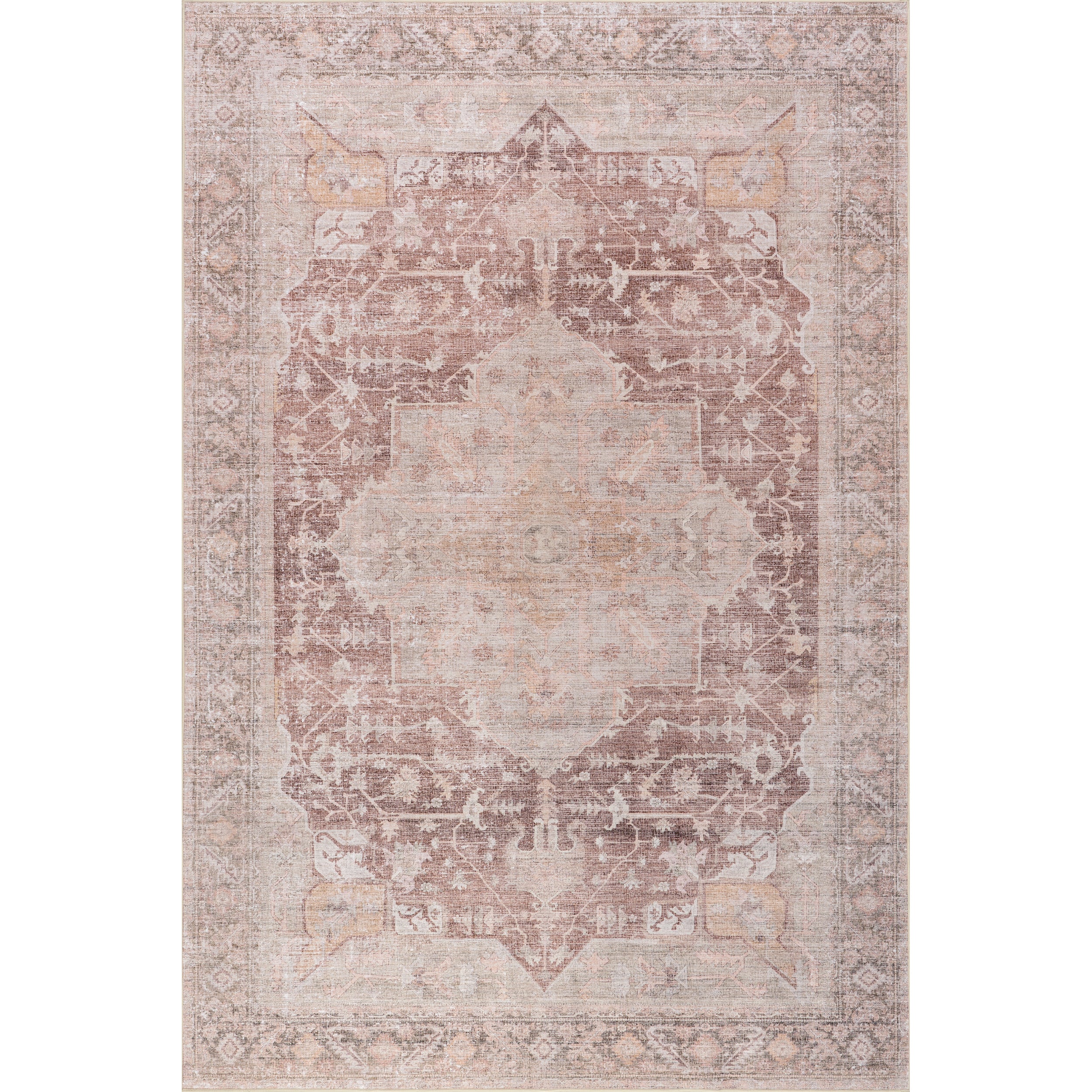 Rora SplashGuard Medallion Machine Washable Area Rug