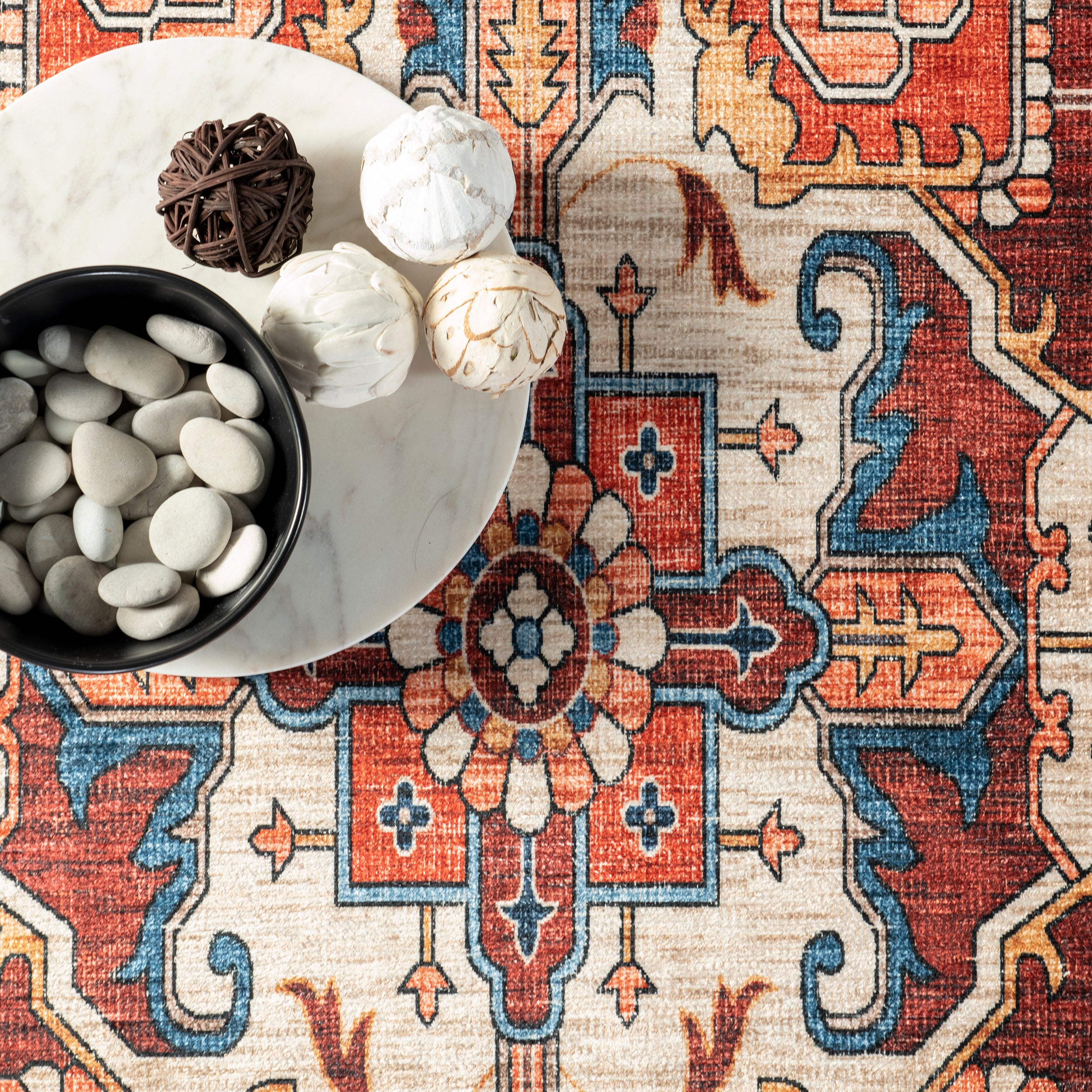 Hera Medallion Stain-Resistant Machine Washable Area Rug - Image 16