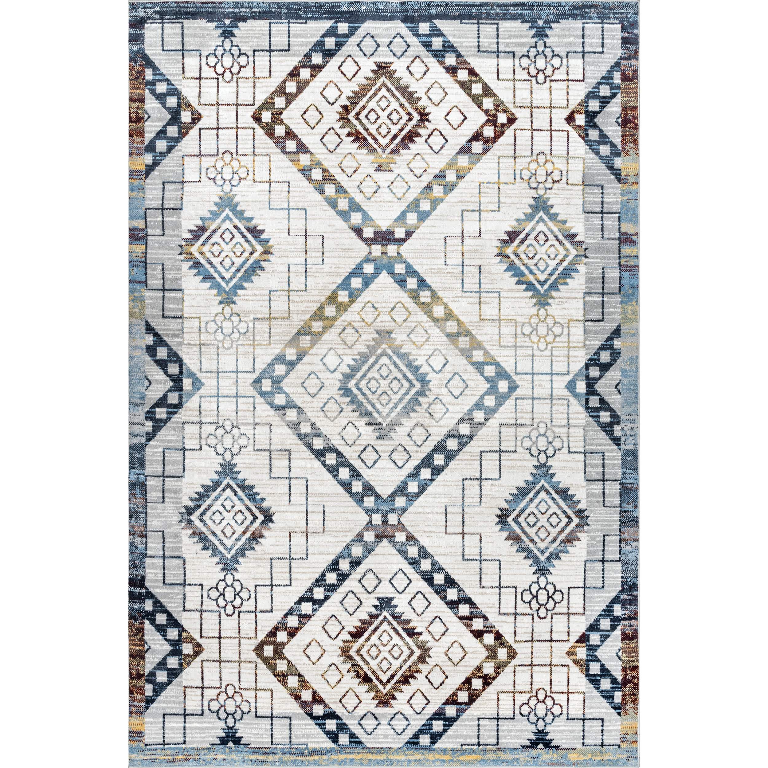 Kajal Machine Washable Southwestern Geometric Area Rug