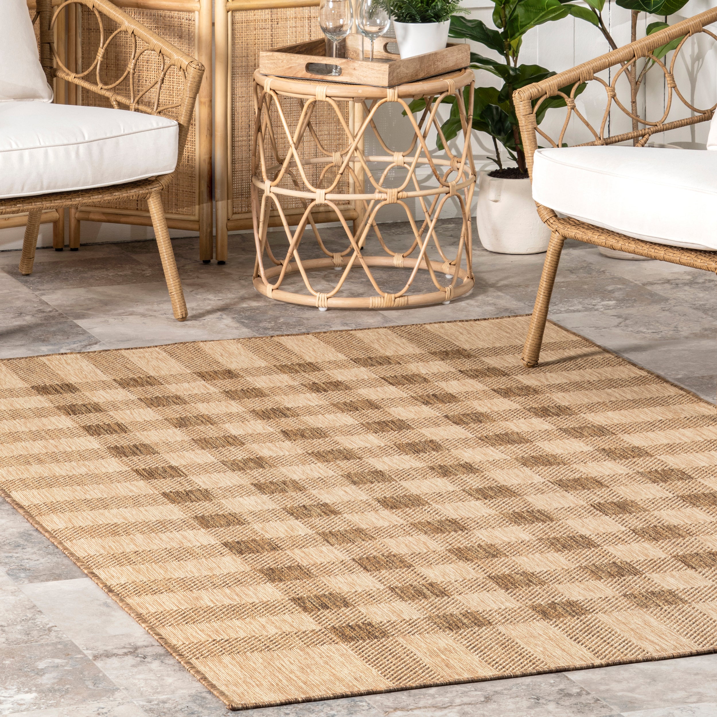 Sandee Casual Plaid Indoor/Outdoor Area Rug - Image 9