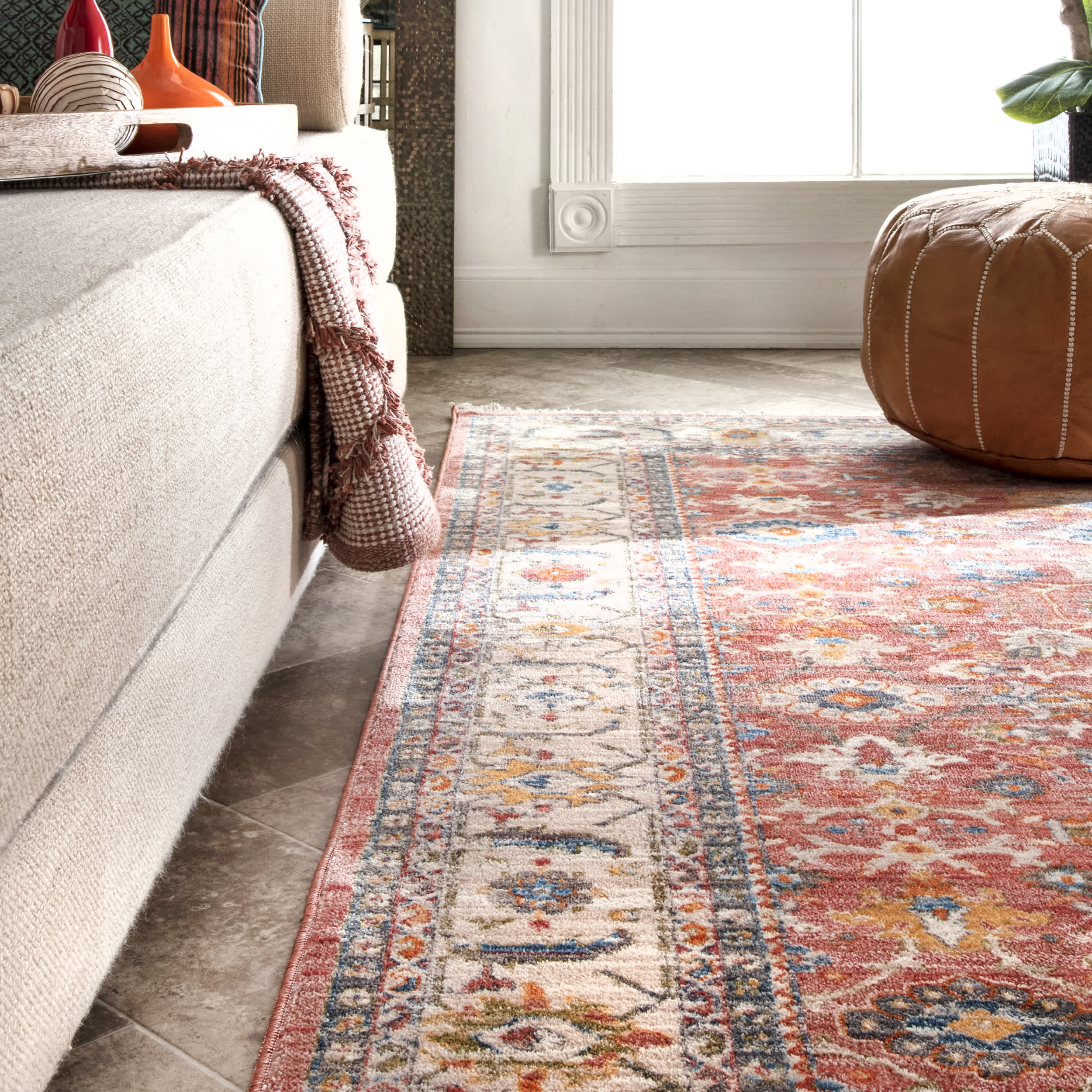 Vintage Floral Audria Fringe Kilim Area Rug - Image 4
