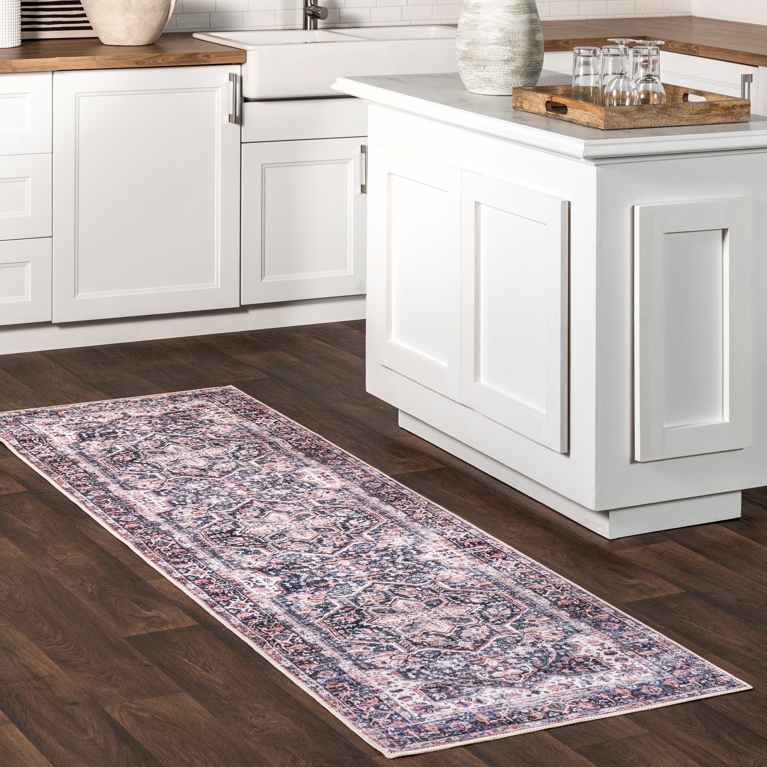 Kay Distressed Stain-Resistant Machine Washable Area Rug - Image 10