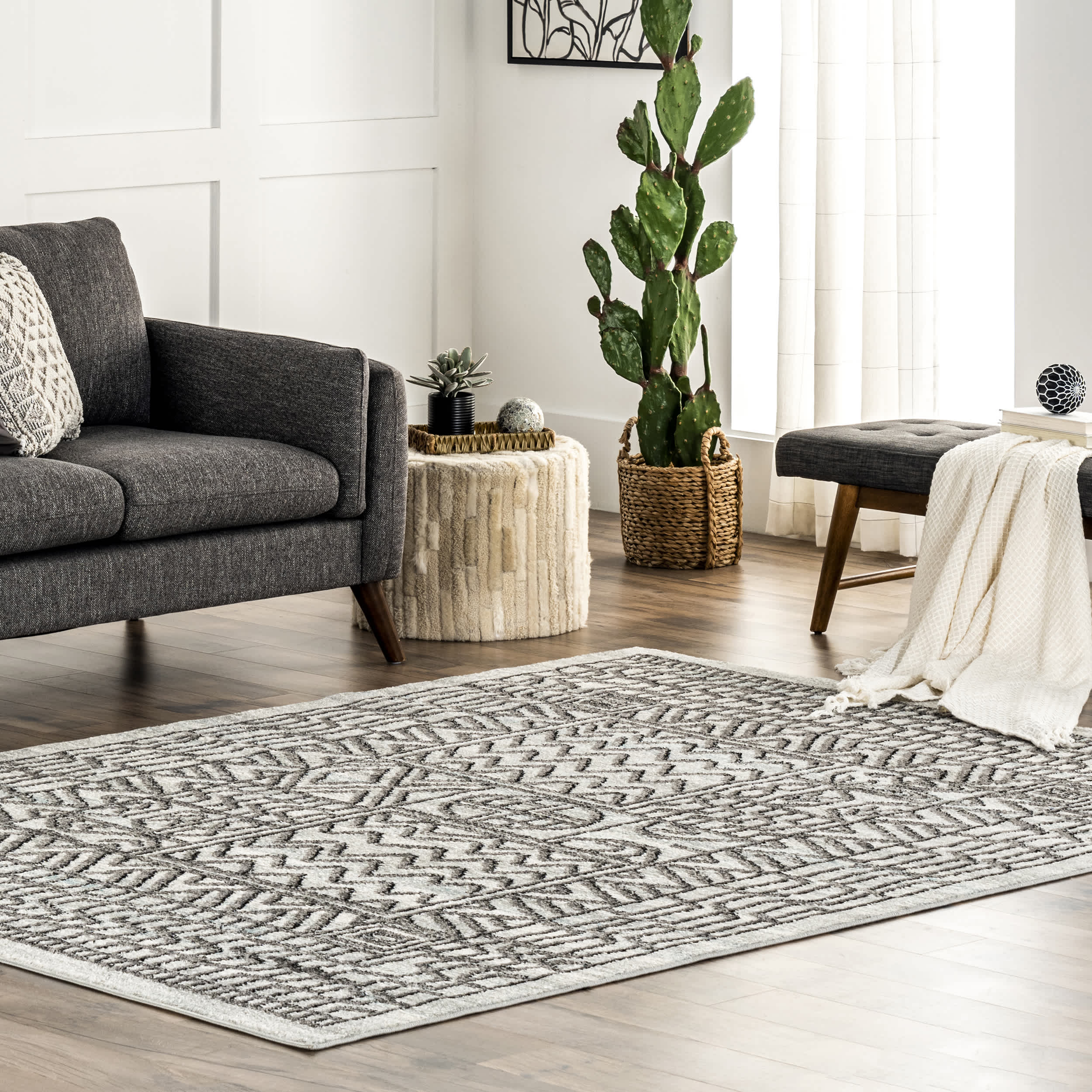 Joannie Contemporary Abstract Patterned Area Rug - Image 2