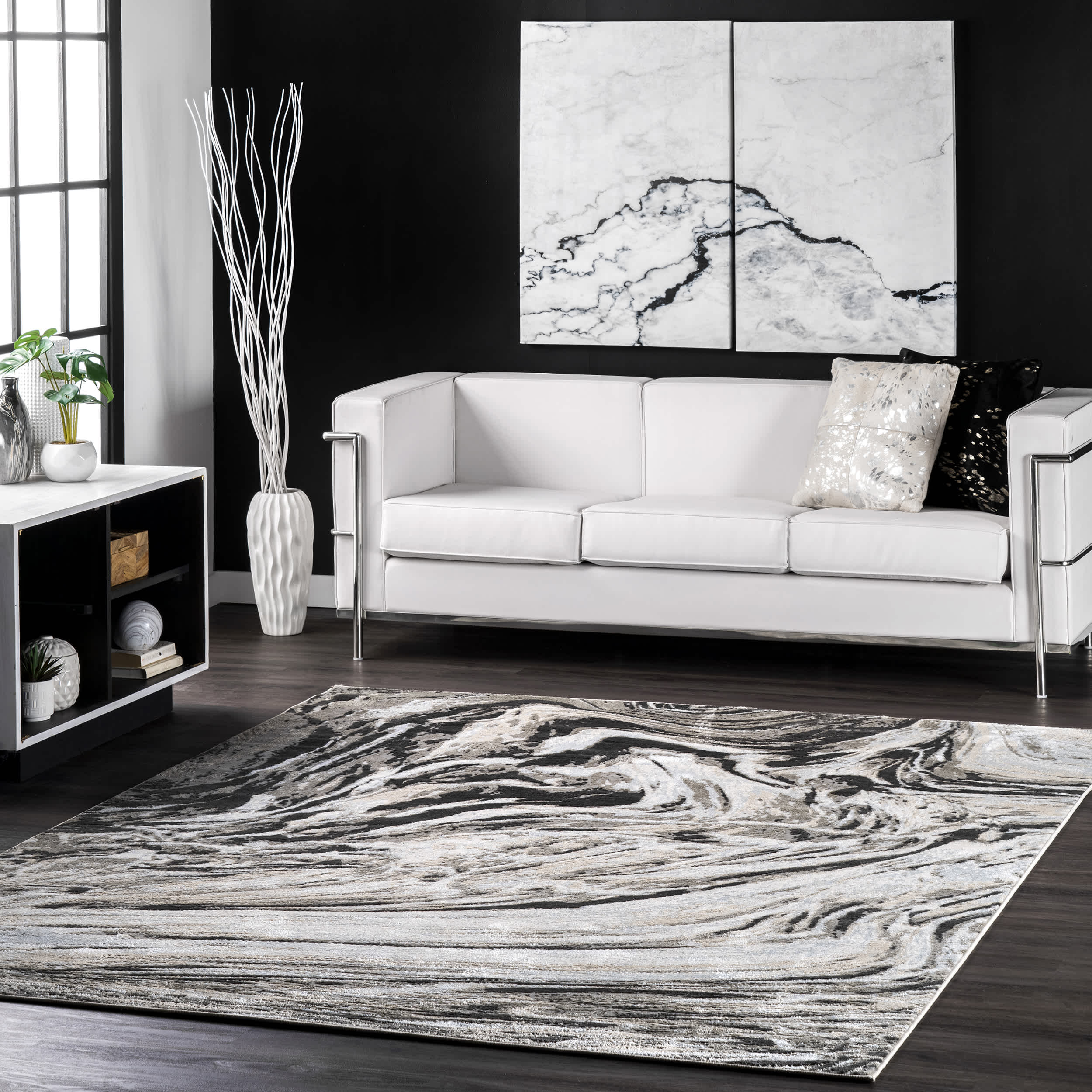 Drea Marble Abstract Area Rug - Image 2