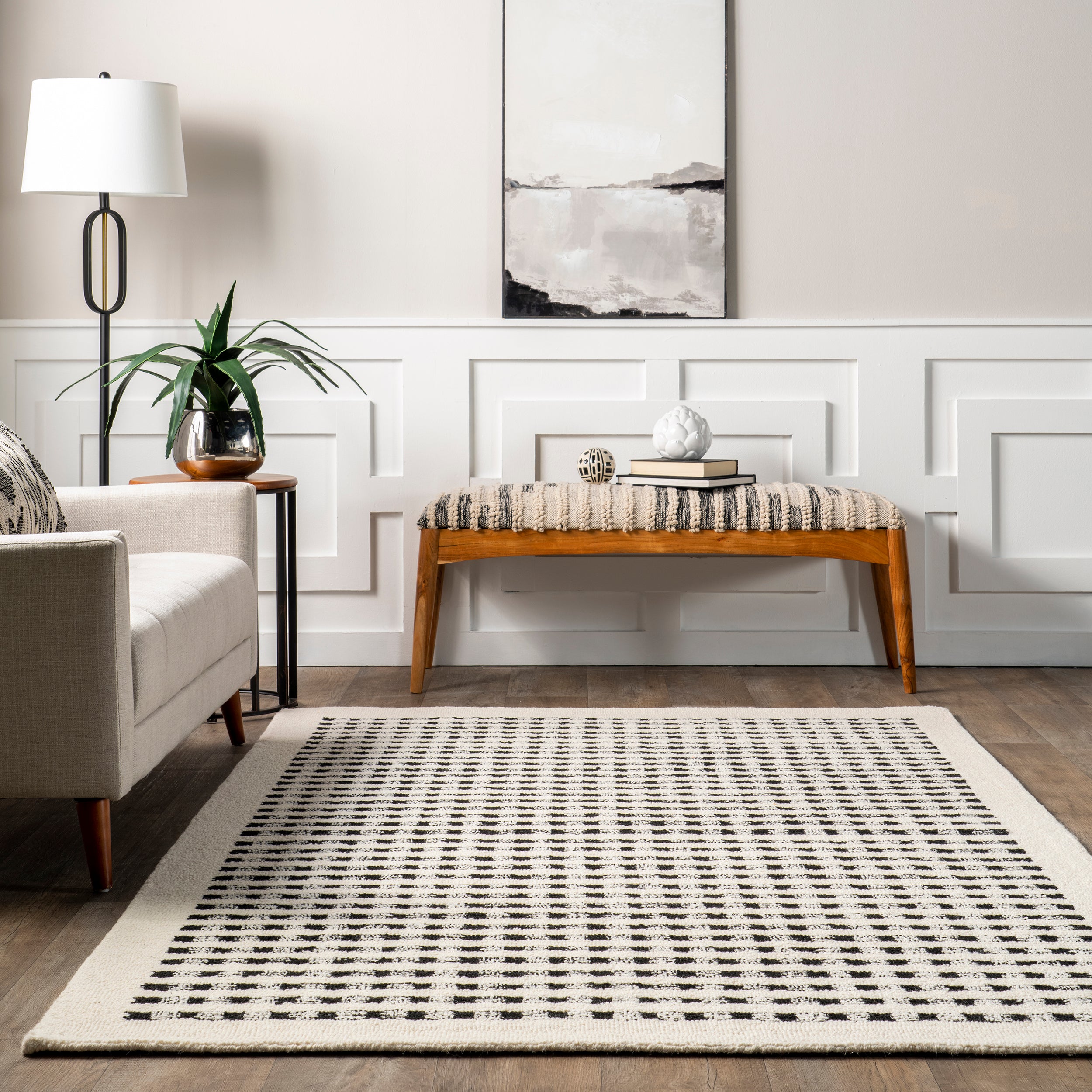 Adahlia Checkered Wool Area Rug - Image 8